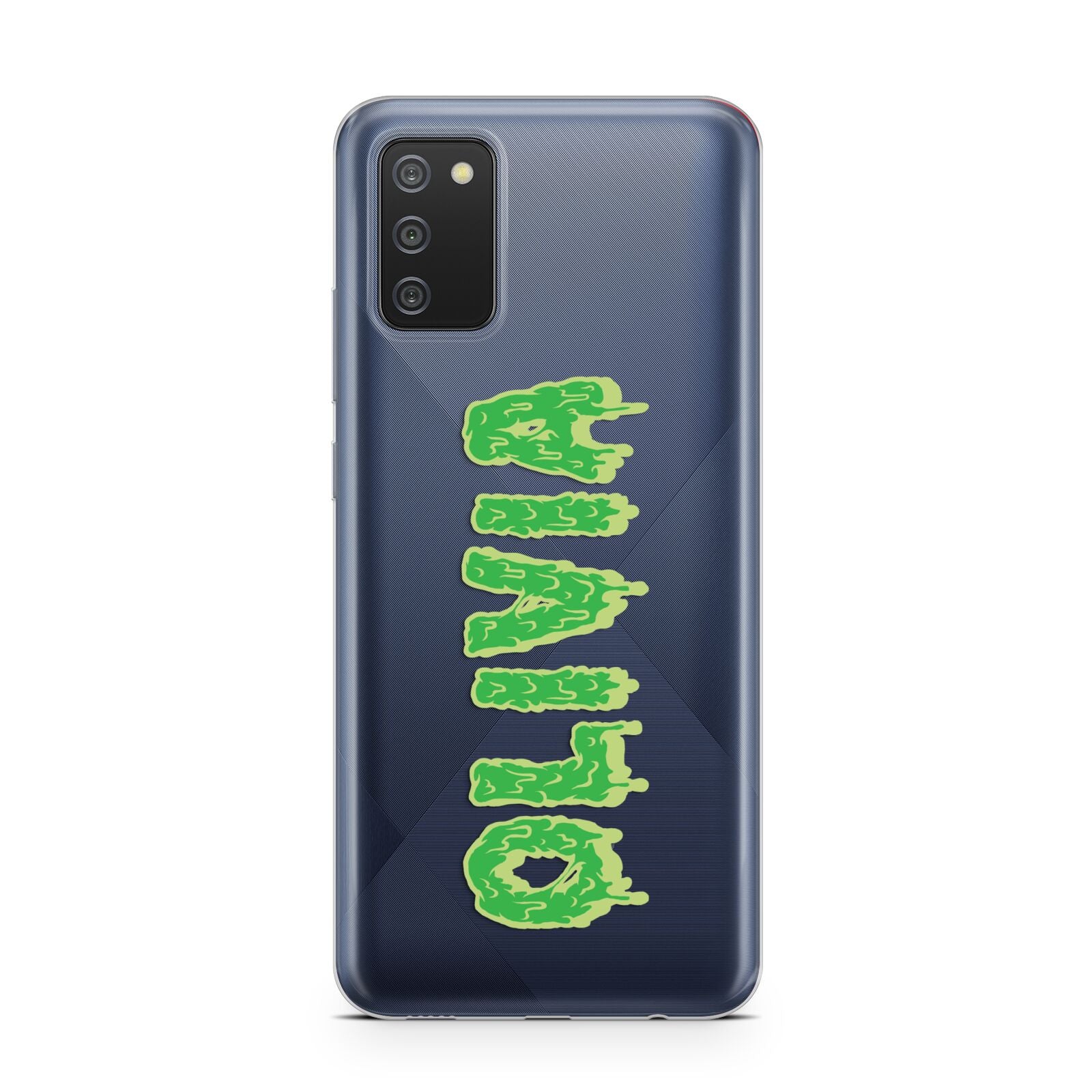 Personalised Green Halloween Slime Text Samsung A02s Case