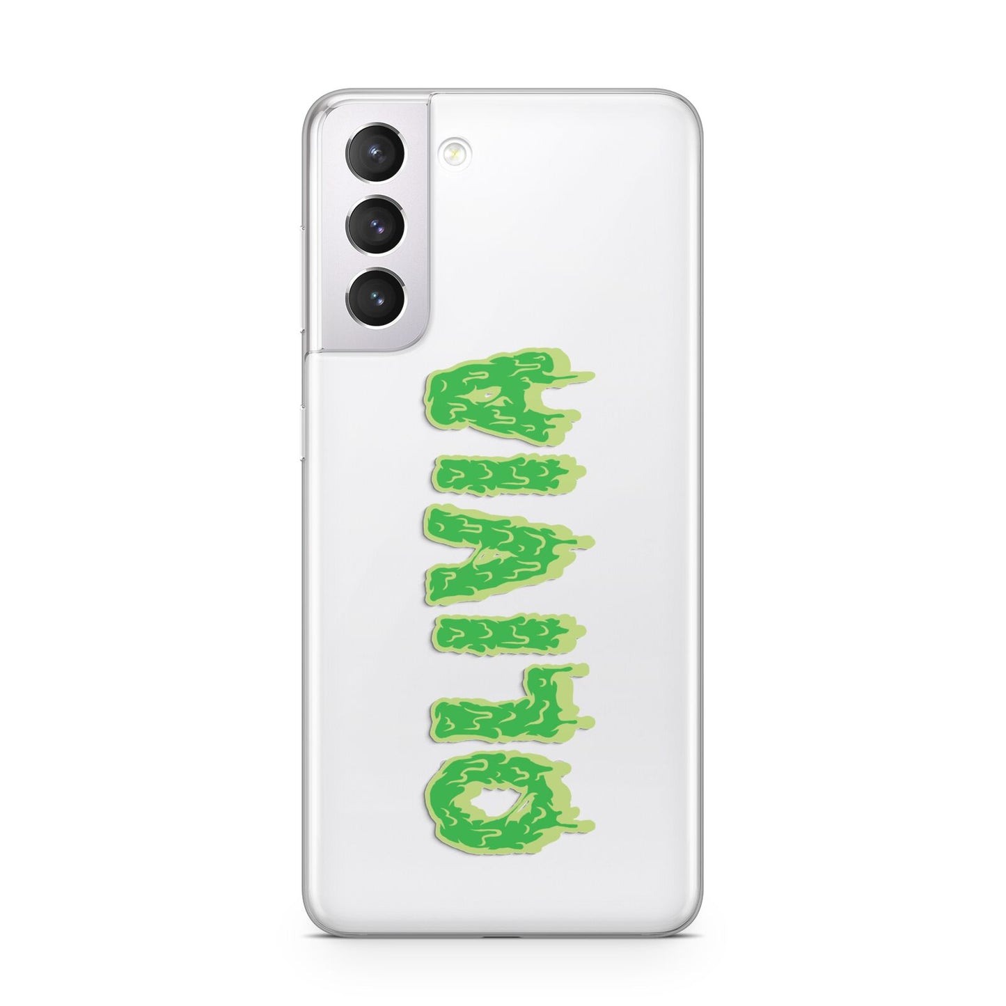 Personalised Green Halloween Slime Text Samsung S21 Case