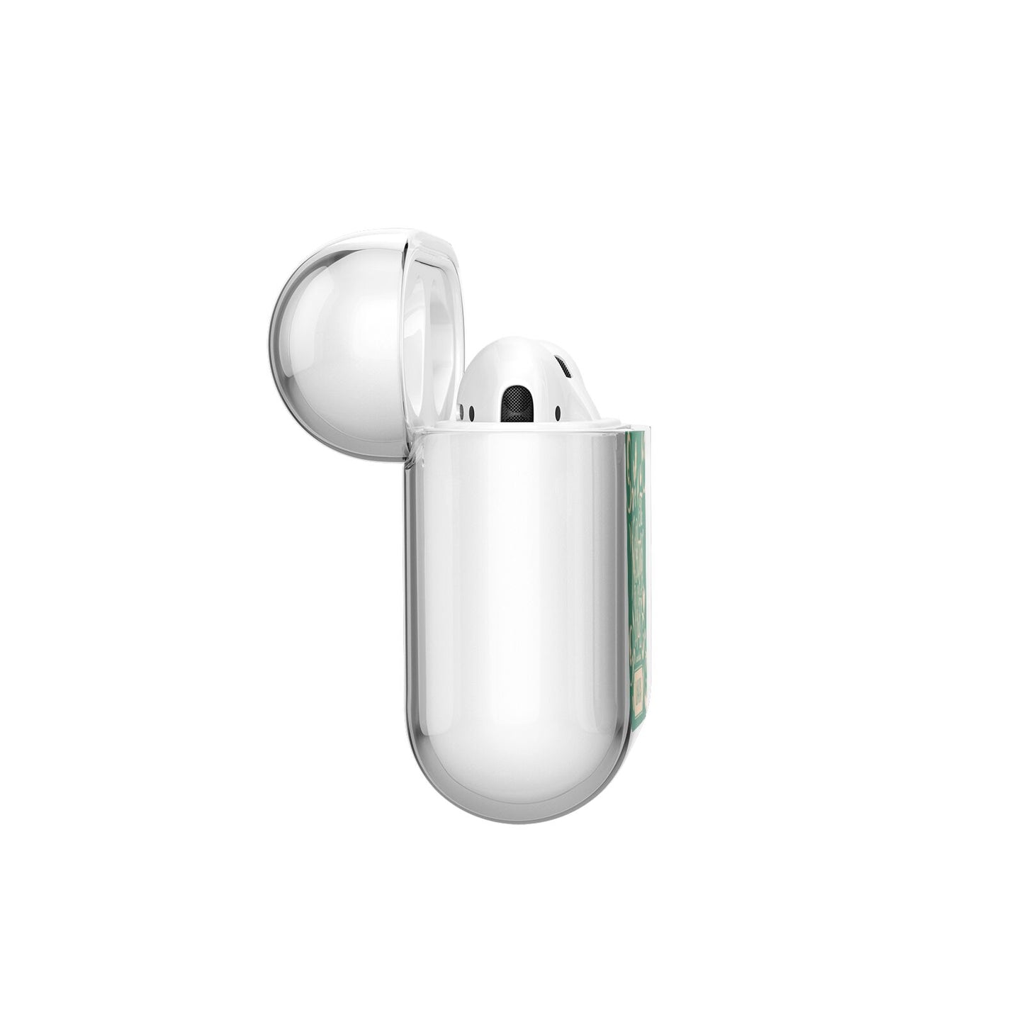 Personalised Green North Pole AirPods Case Side Angle