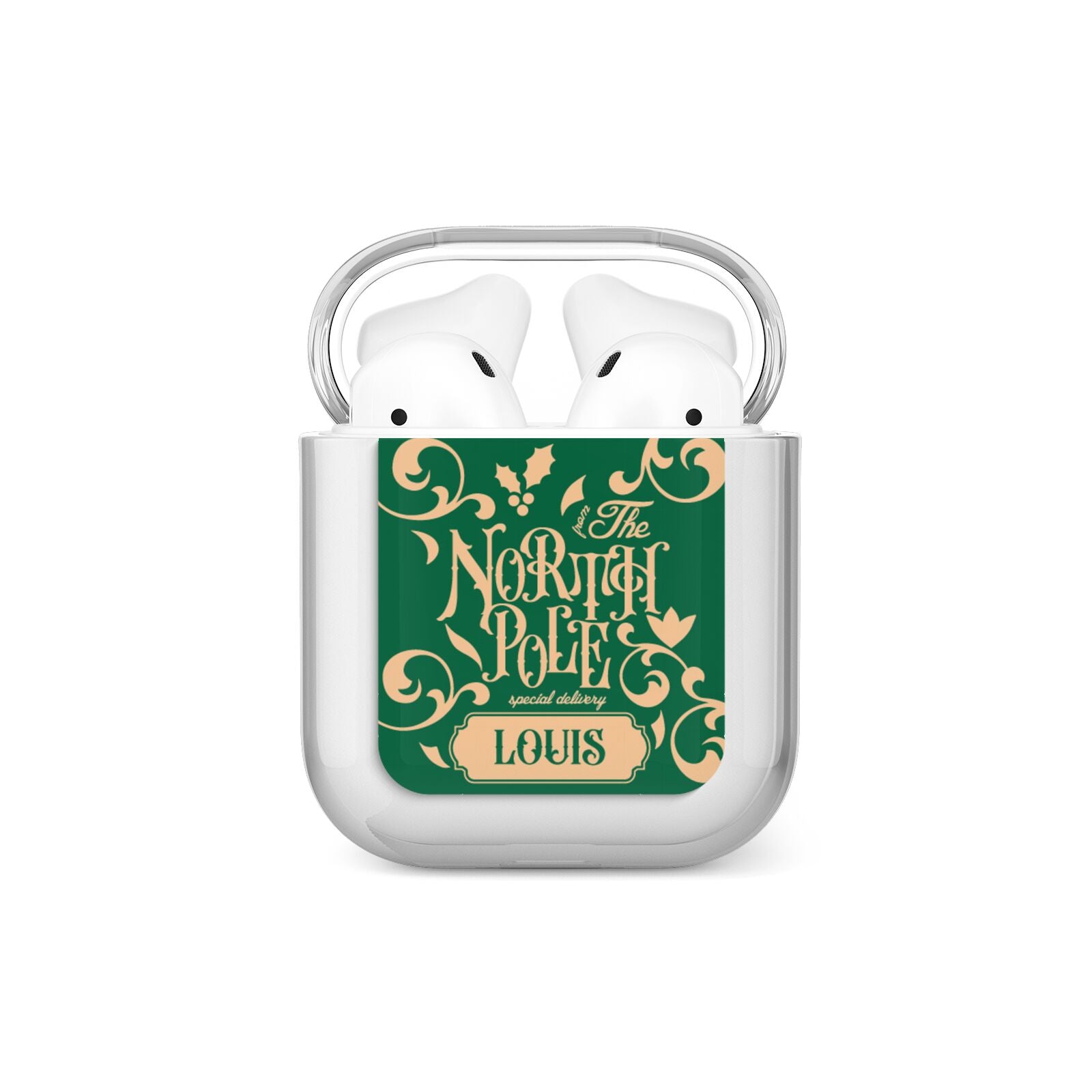 Personalised Green North Pole AirPods Case