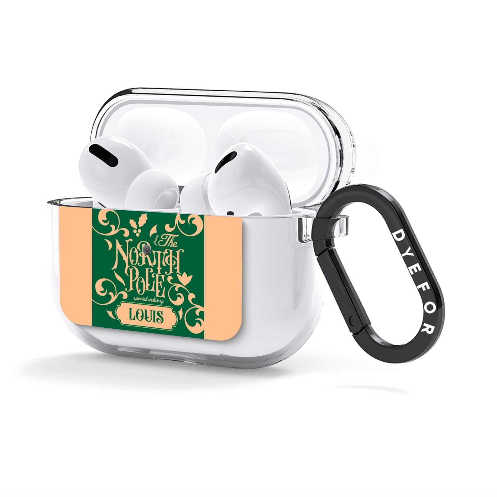 Personalised Green North Pole AirPods Clear Case 3rd Gen Side Image