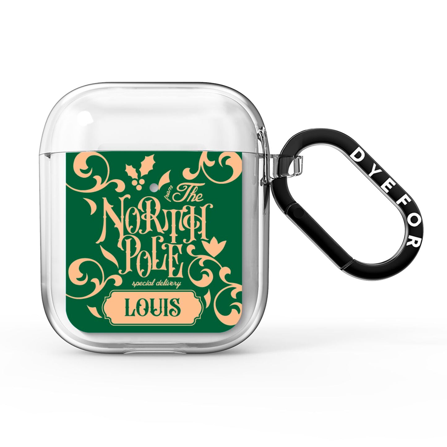 Personalised Green North Pole AirPods Clear Case