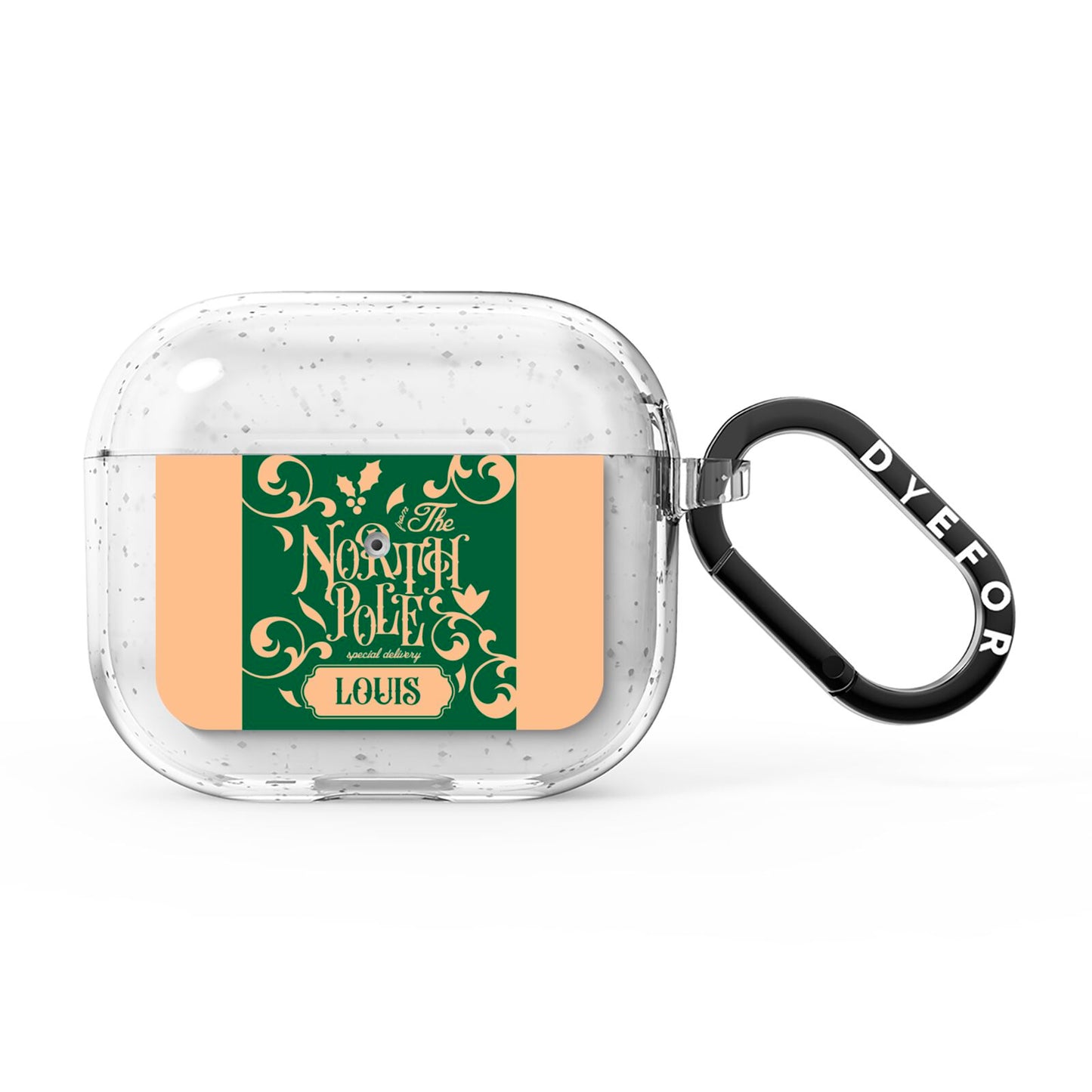 Personalised Green North Pole AirPods Glitter Case 3rd Gen