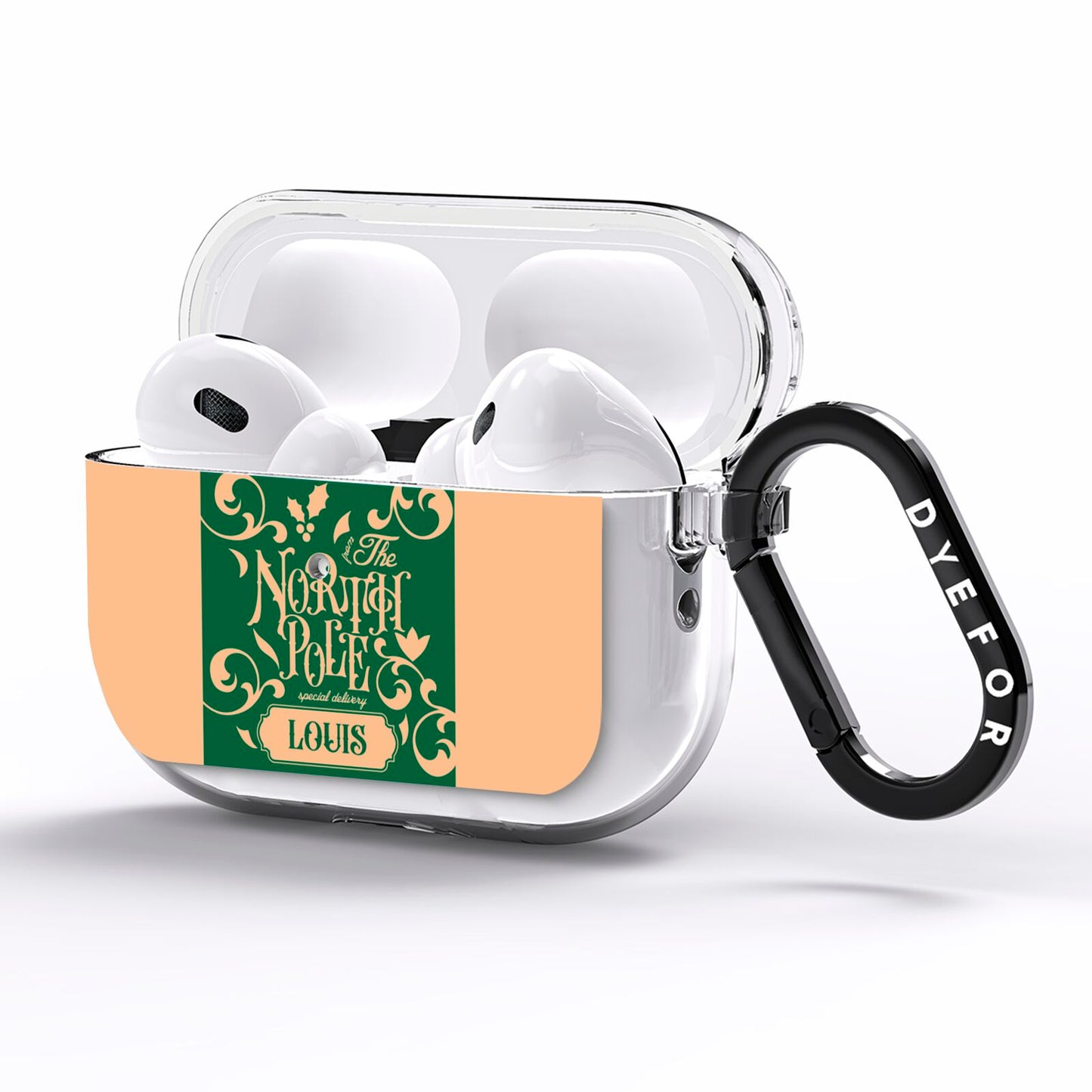 Personalised Green North Pole AirPods Pro Clear Case Side Image