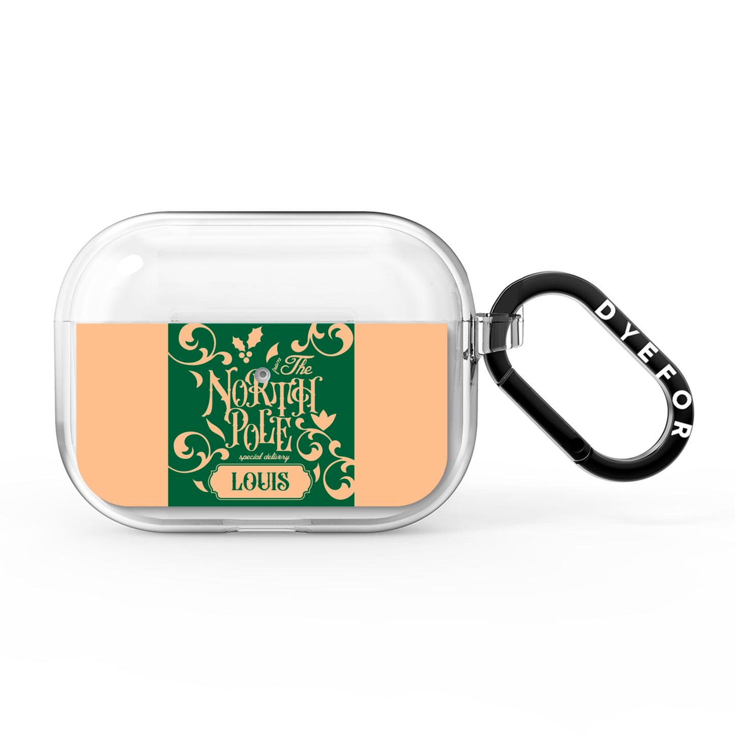 Personalised Green North Pole AirPods Pro Clear Case