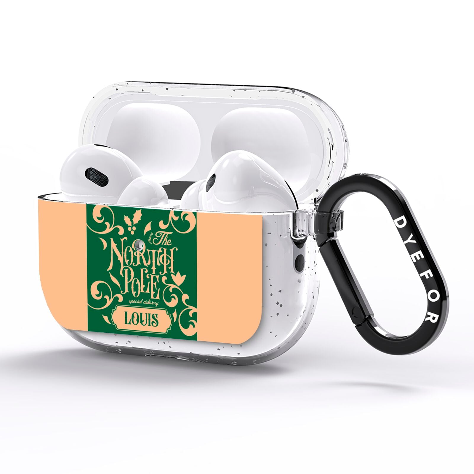 Personalised Green North Pole AirPods Pro Glitter Case Side Image