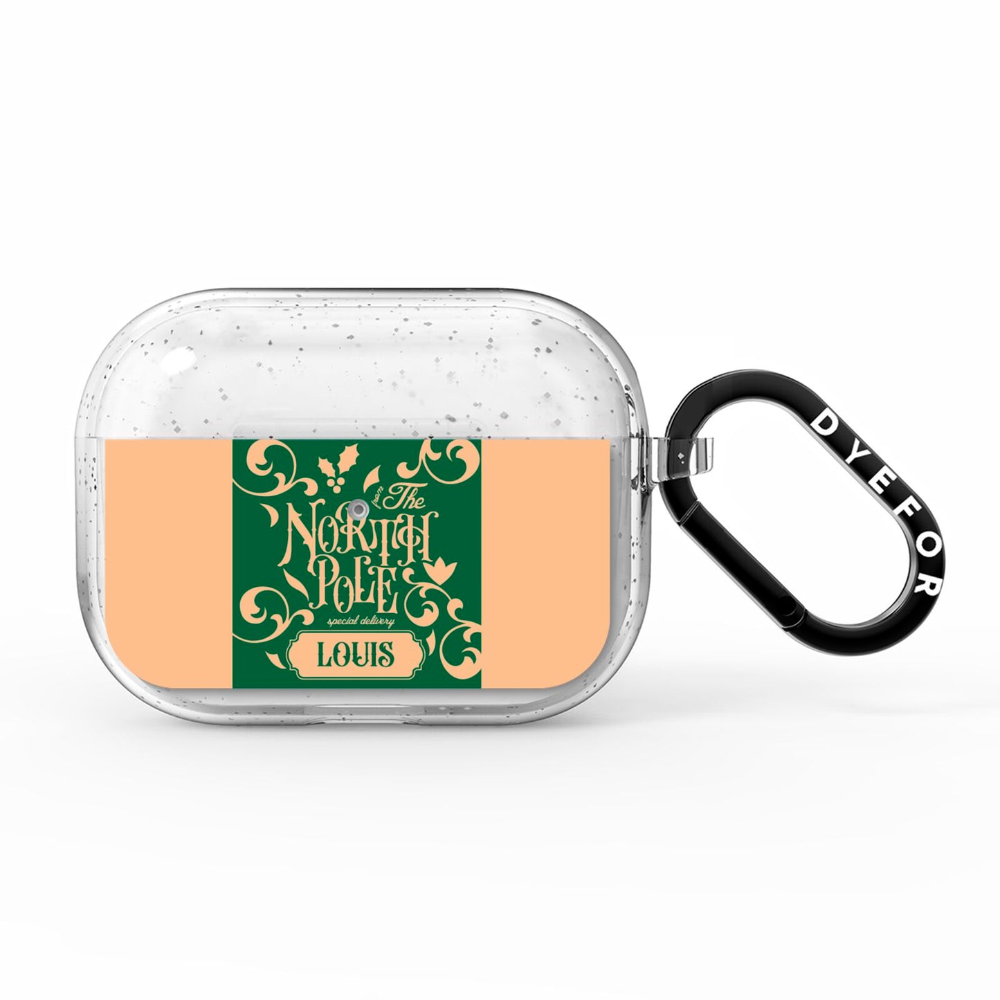 Personalised Green North Pole AirPods Pro Glitter Case