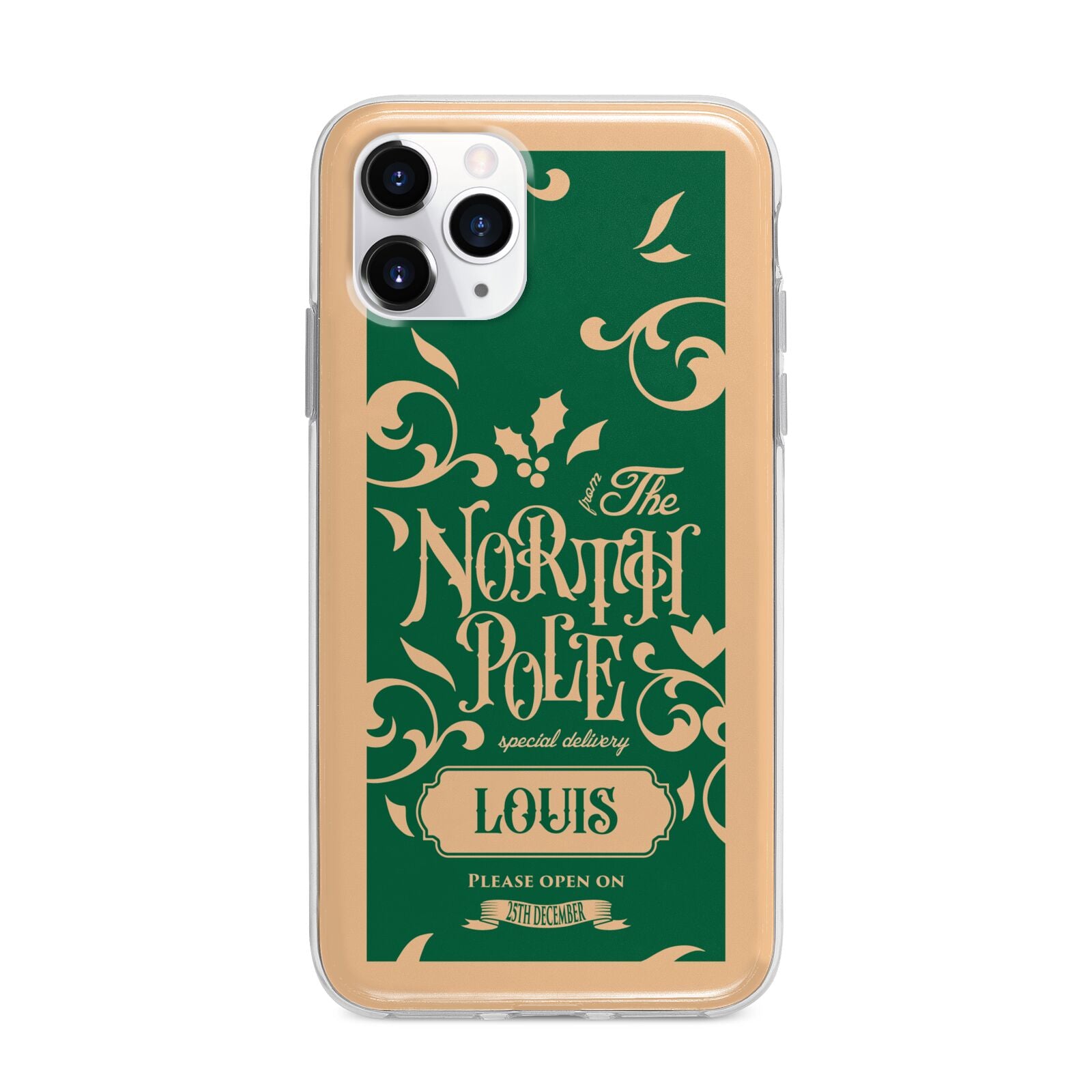 Personalised Green North Pole Apple iPhone 11 Pro in Silver with Bumper Case