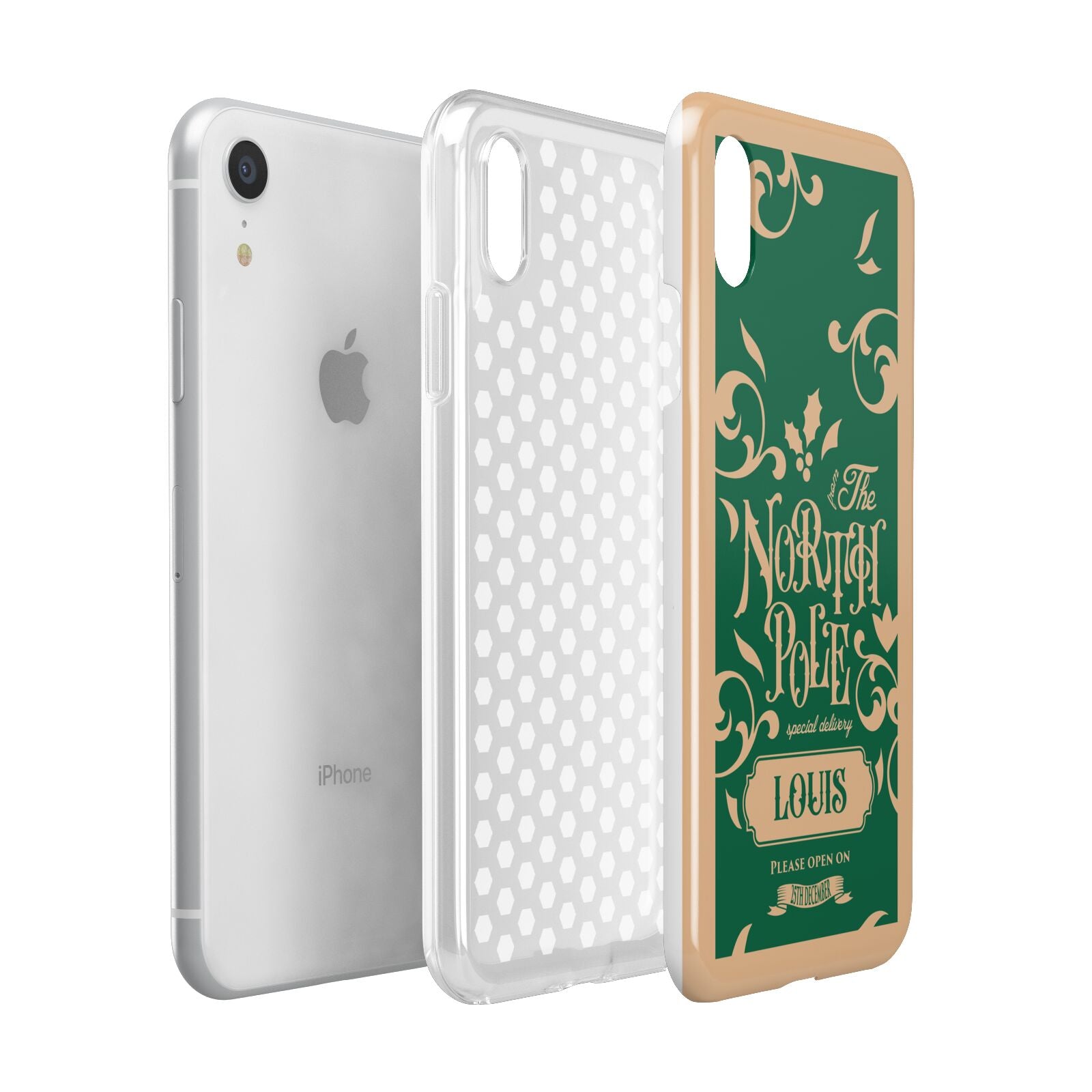 Personalised Green North Pole Apple iPhone XR White 3D Tough Case Expanded view