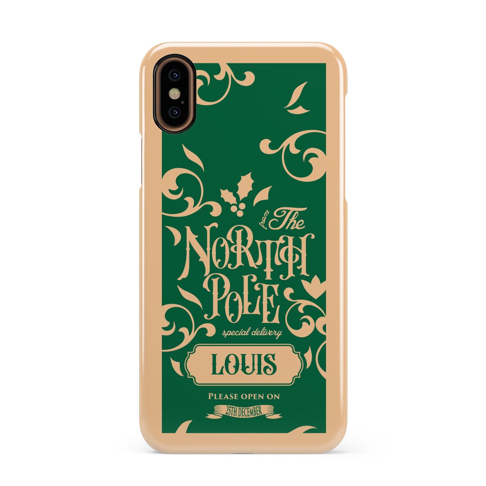 Personalised Green North Pole Apple iPhone XS 3D Snap Case