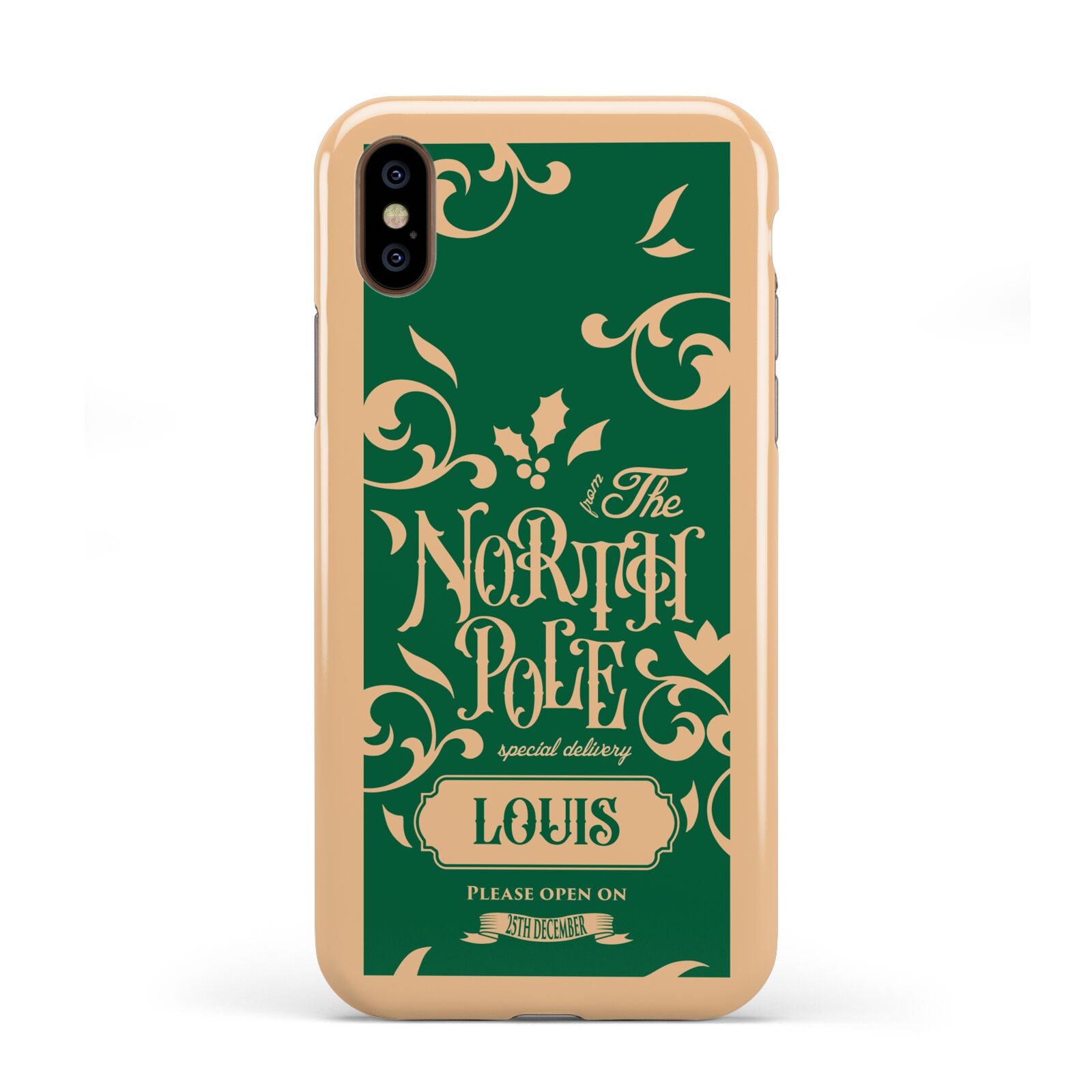 Personalised Green North Pole Apple iPhone XS 3D Tough