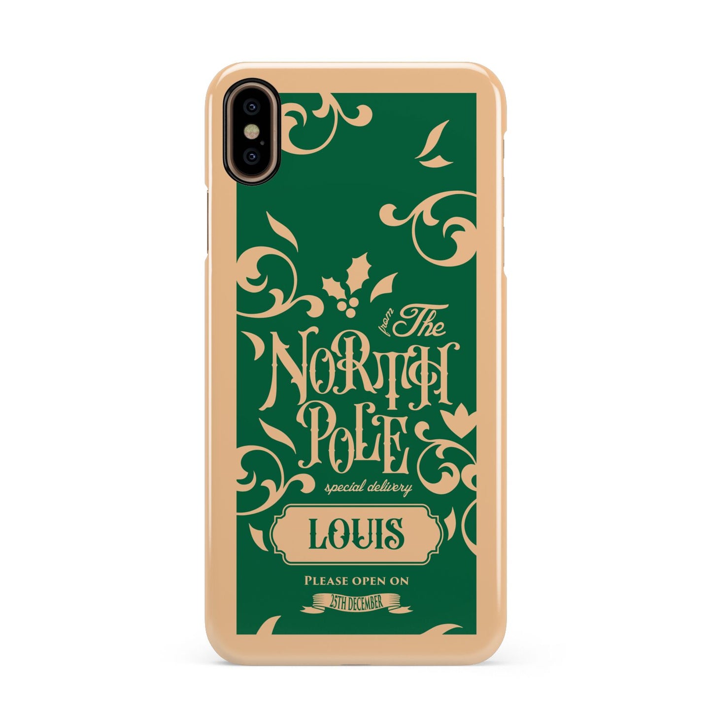 Personalised Green North Pole Apple iPhone Xs Max 3D Snap Case