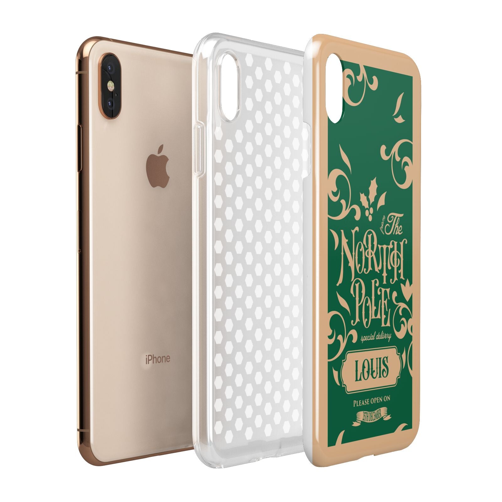 Personalised Green North Pole Apple iPhone Xs Max 3D Tough Case Expanded View