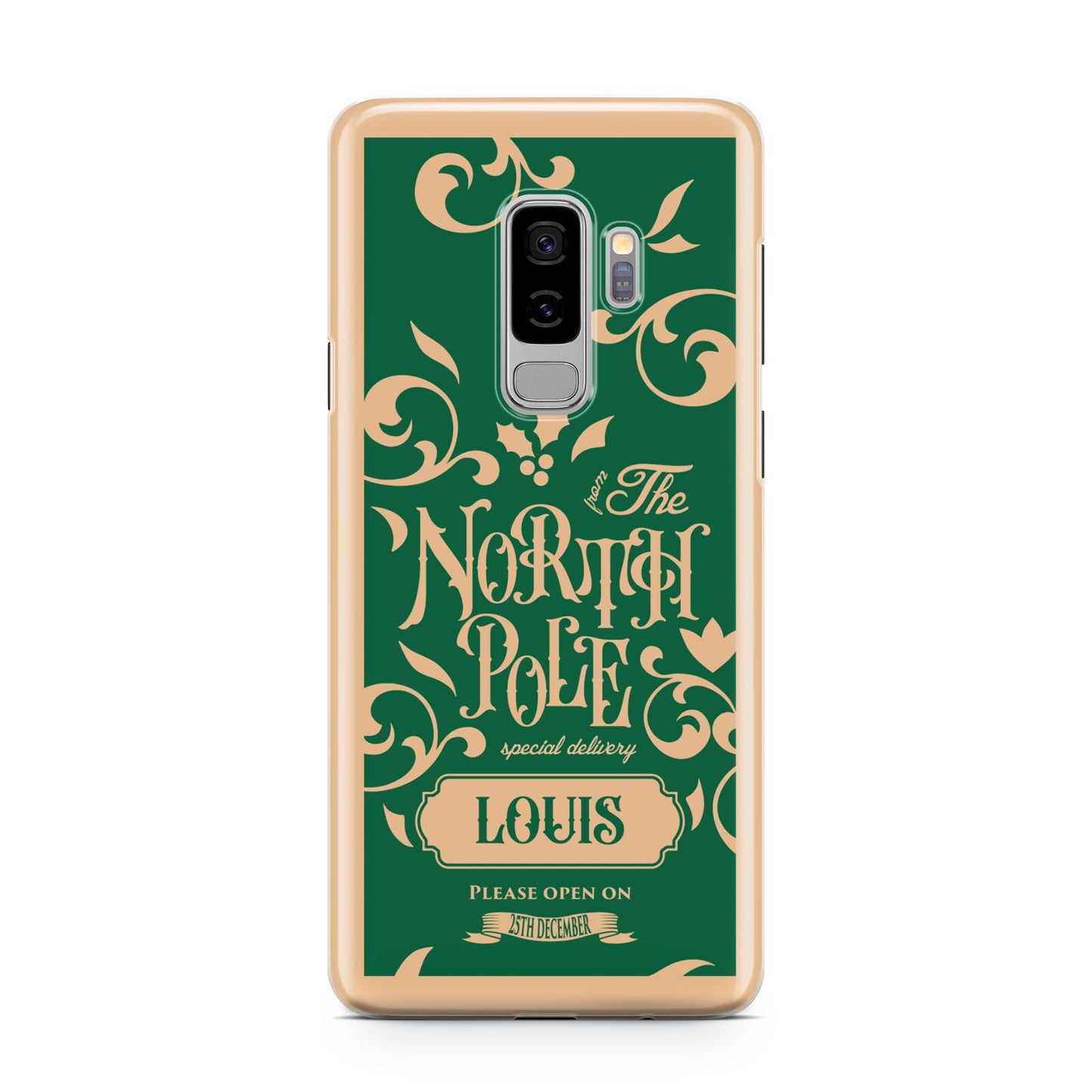 Personalised Green North Pole Samsung Galaxy S9 Plus Case on Silver phone