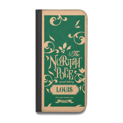 Personalised Green North Pole Vegan Leather Flip iPhone Case