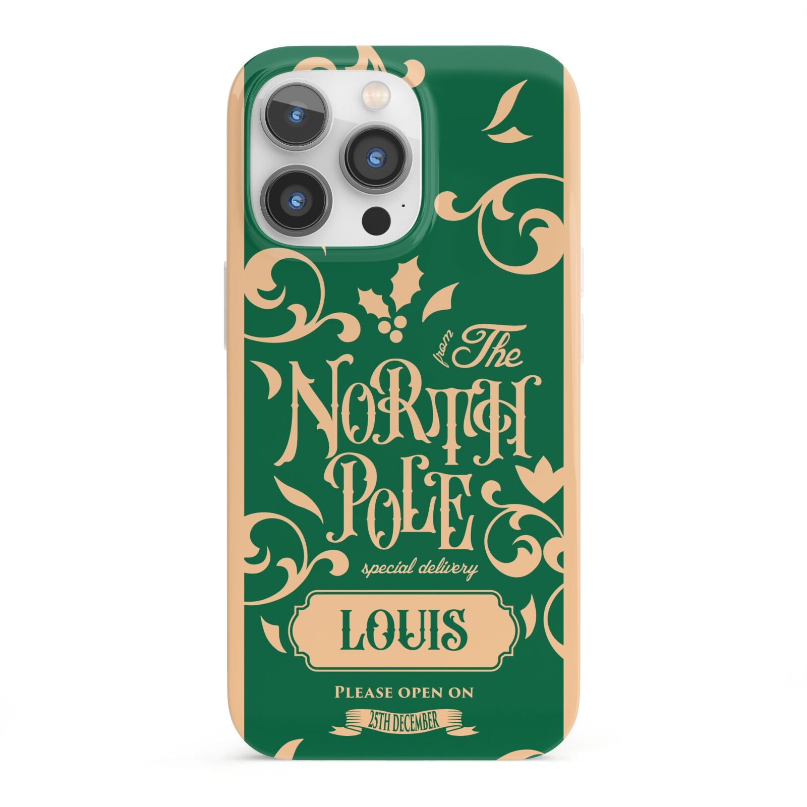 Personalised Green North Pole iPhone 13 Pro Full Wrap 3D Snap Case