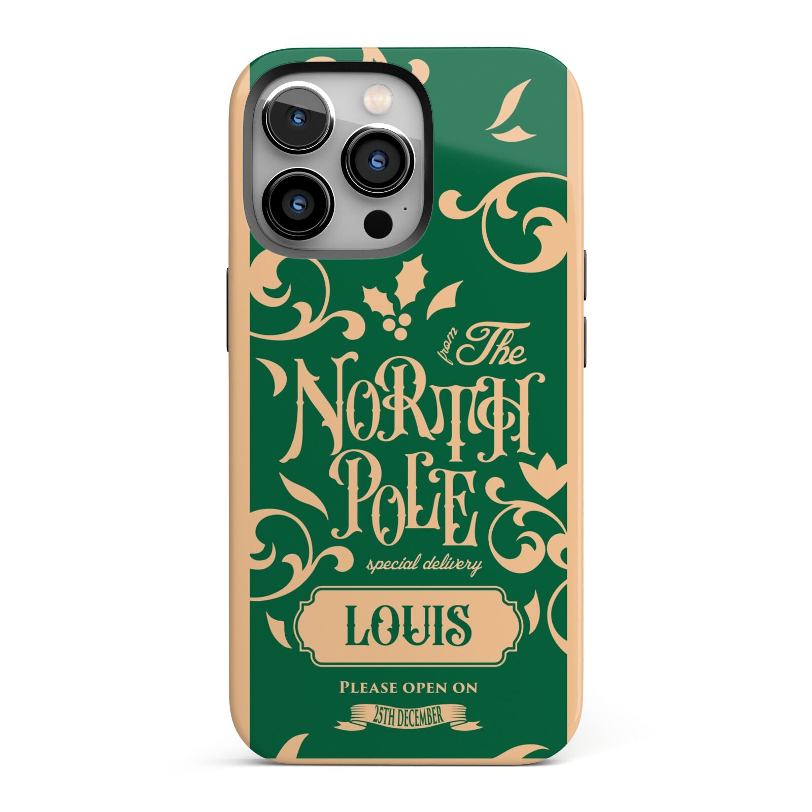 Personalised Green North Pole iPhone 13 Pro Full Wrap 3D Tough Case