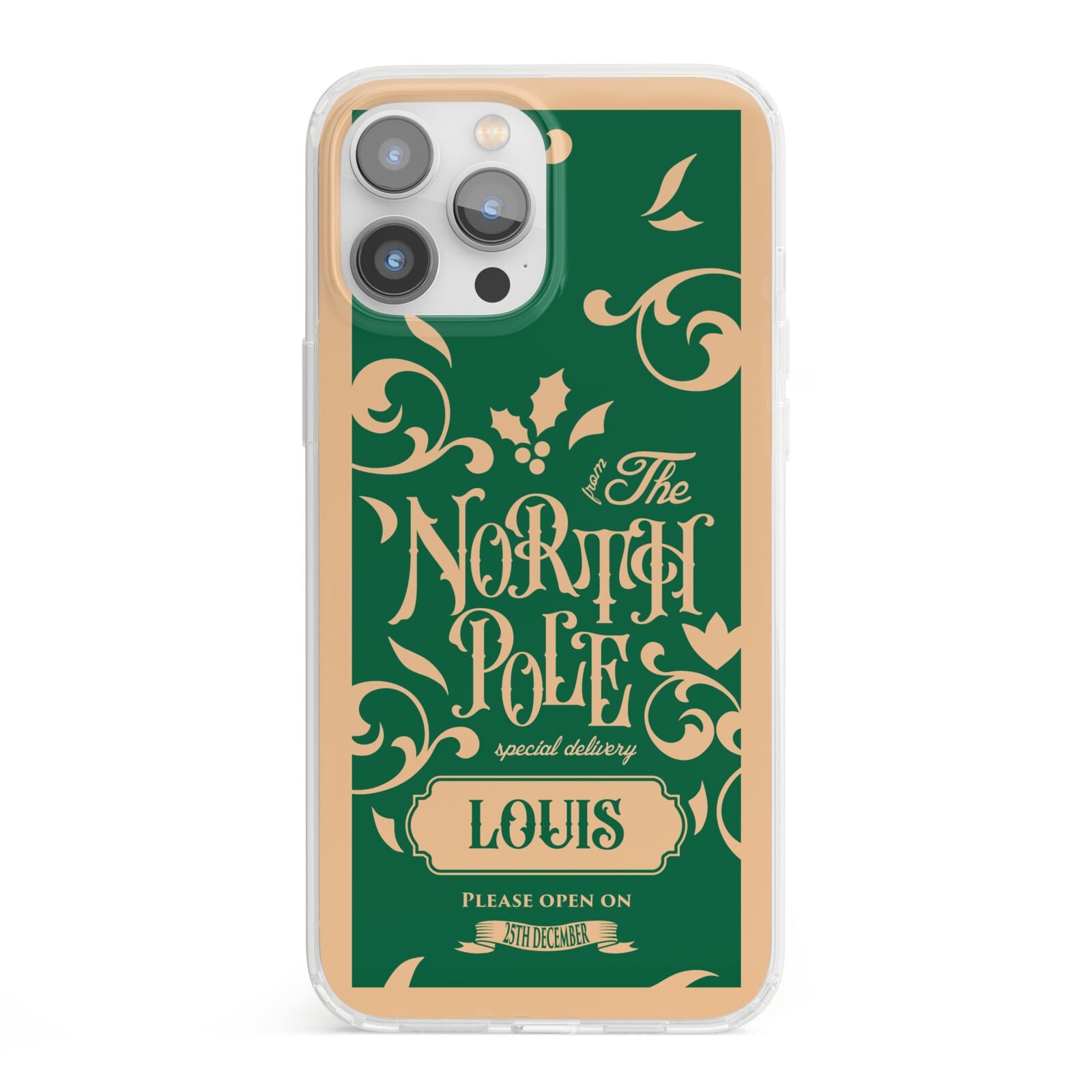 Personalised Green North Pole iPhone 13 Pro Max Clear Bumper Case