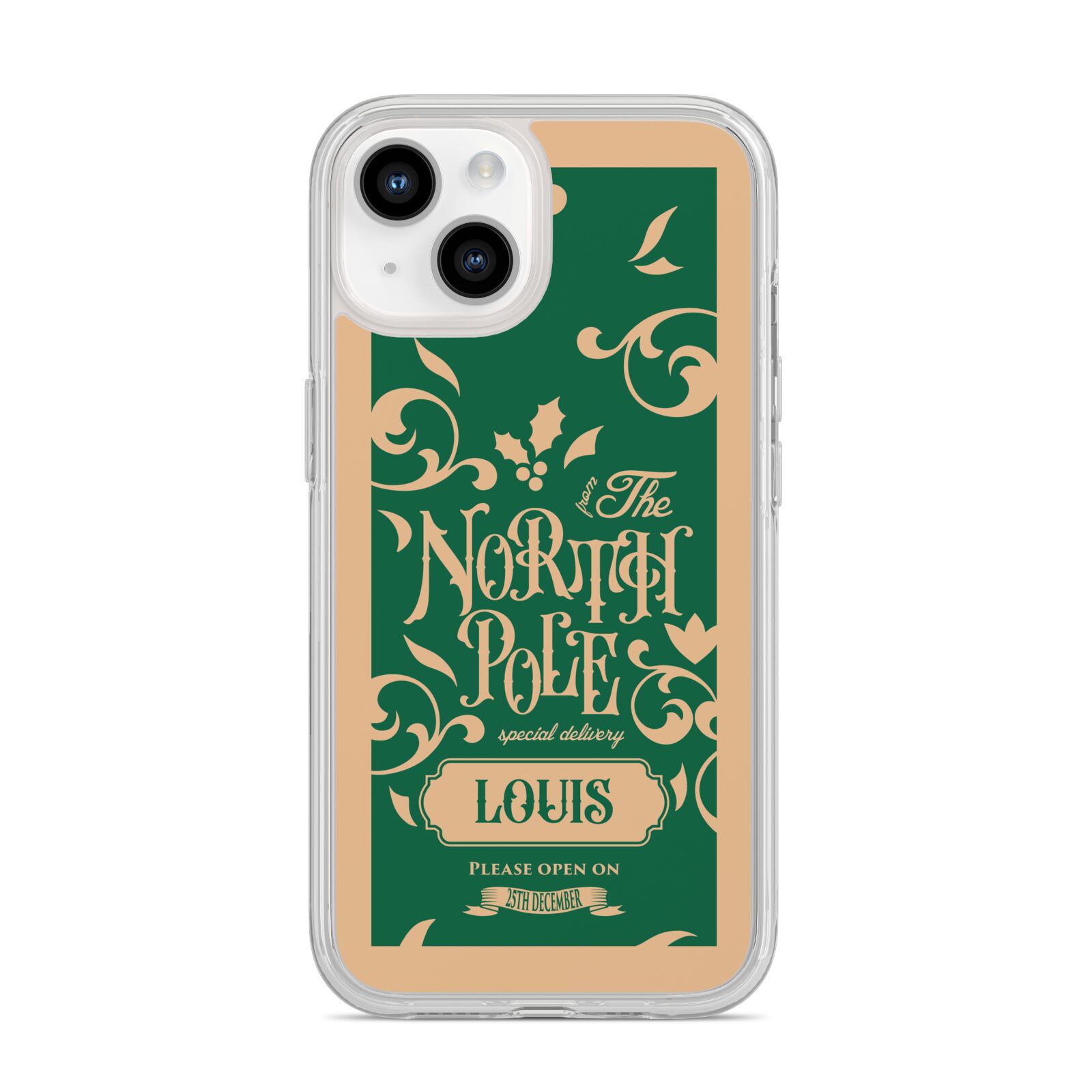 Personalised Green North Pole iPhone 14 Clear Tough Case Starlight