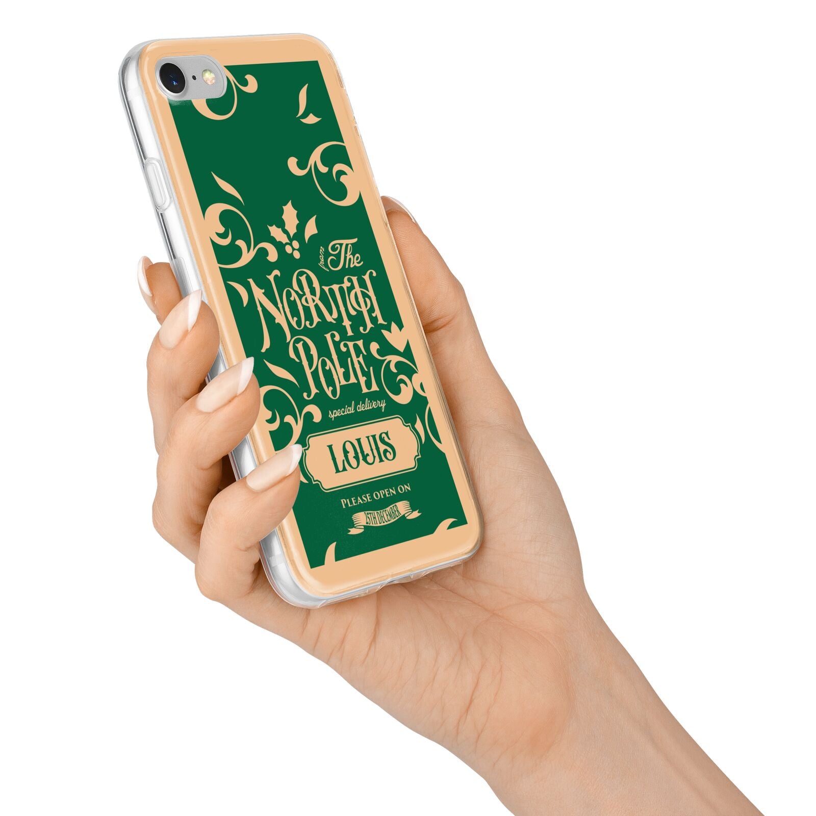 Personalised Green North Pole iPhone 7 Bumper Case on Silver iPhone Alternative Image