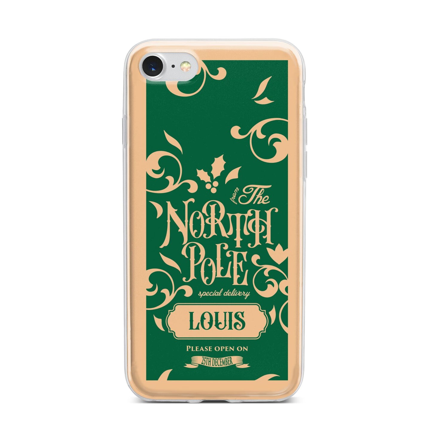 Personalised Green North Pole iPhone 7 Bumper Case on Silver iPhone