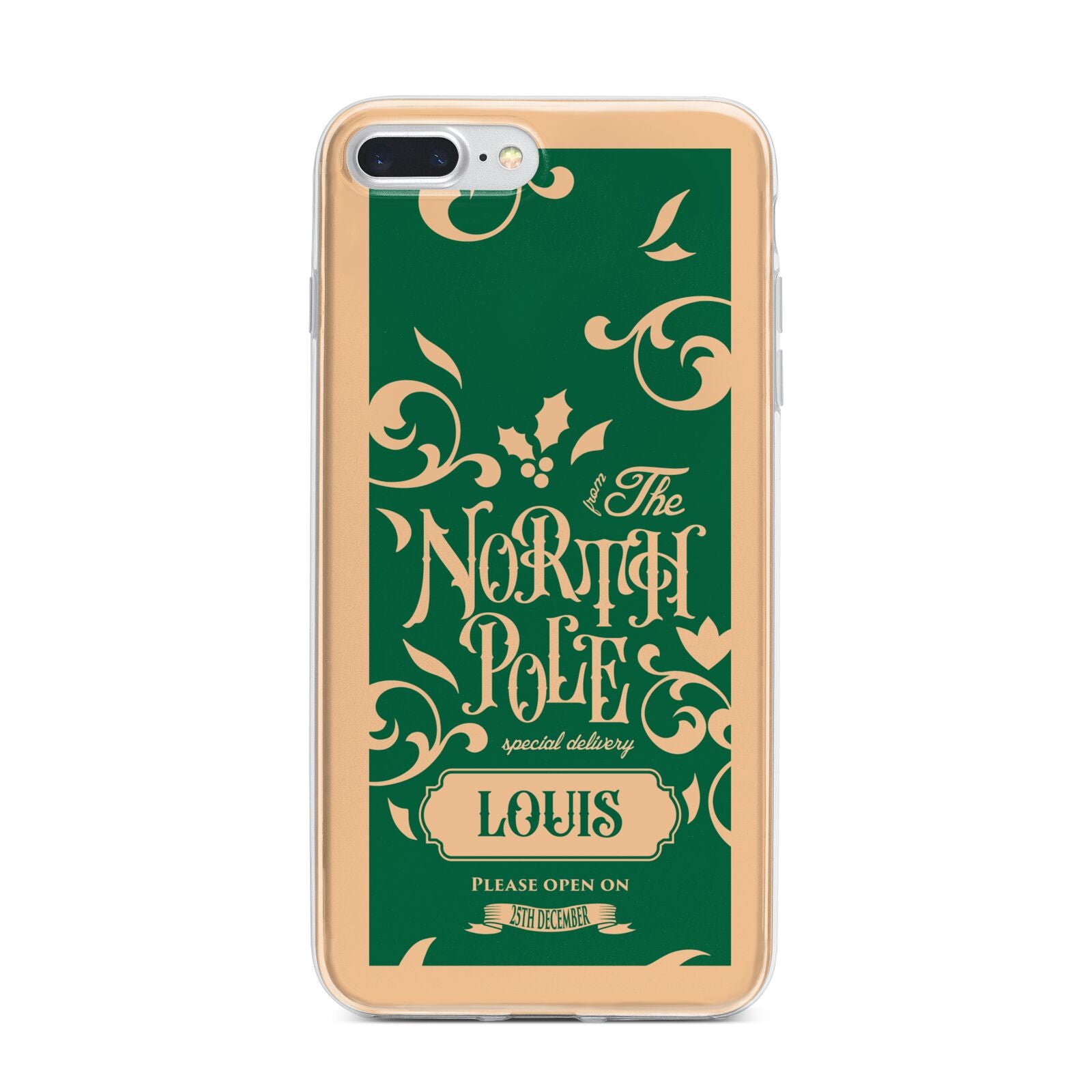 Personalised Green North Pole iPhone 7 Plus Bumper Case on Silver iPhone