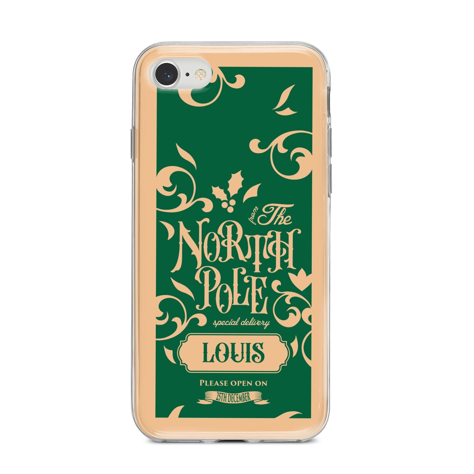 Personalised Green North Pole iPhone 8 Bumper Case on Silver iPhone