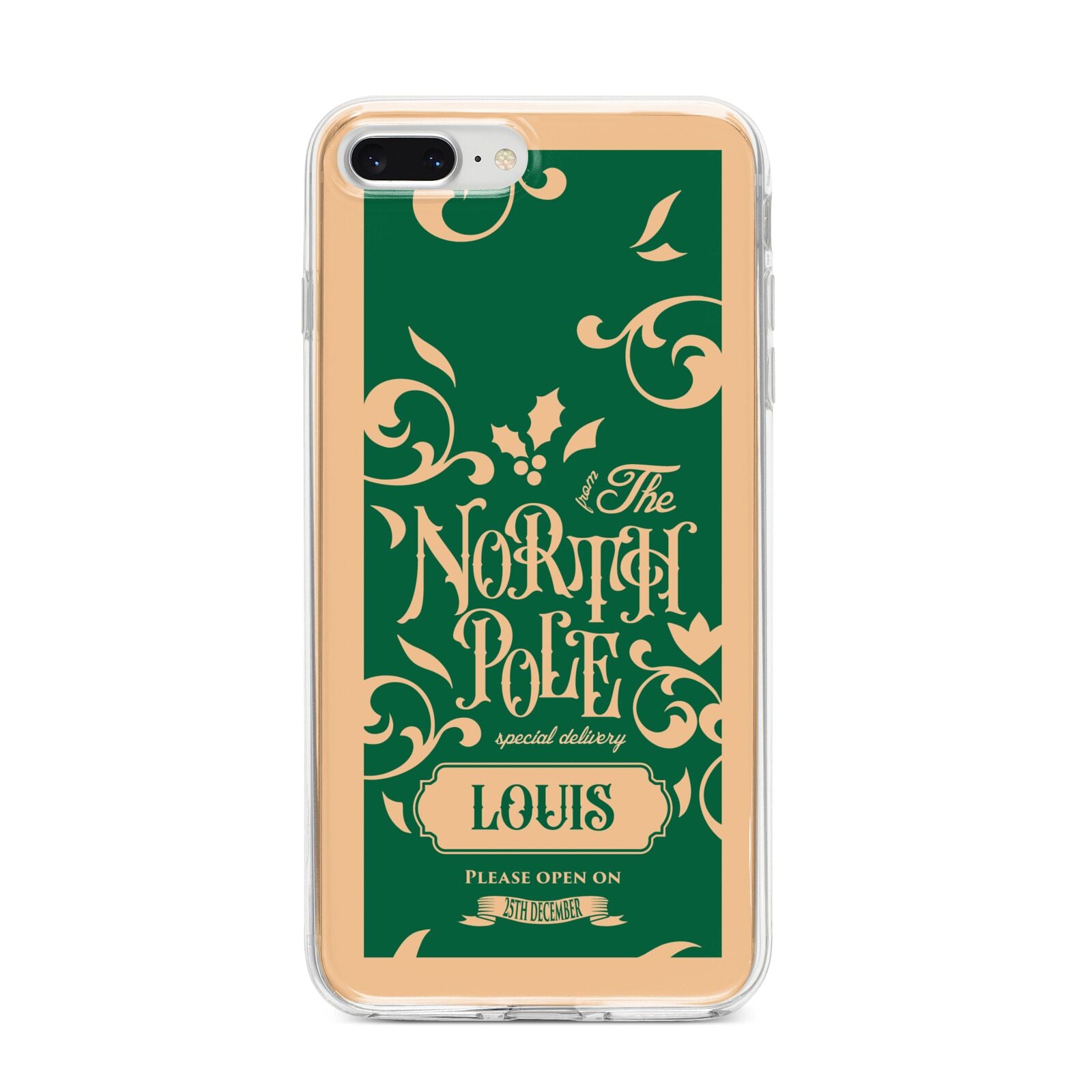 Personalised Green North Pole iPhone 8 Plus Bumper Case on Silver iPhone