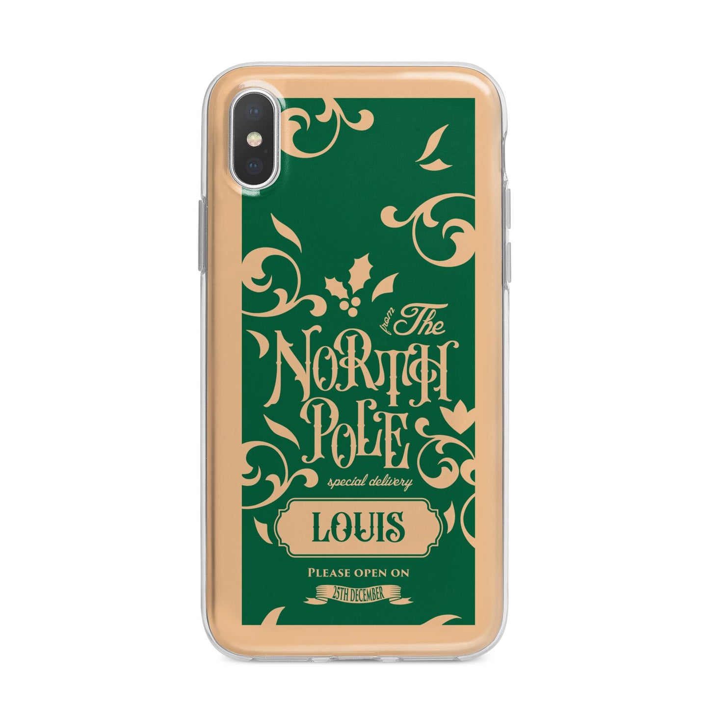 Personalised Green North Pole iPhone X Bumper Case on Silver iPhone Alternative Image 1