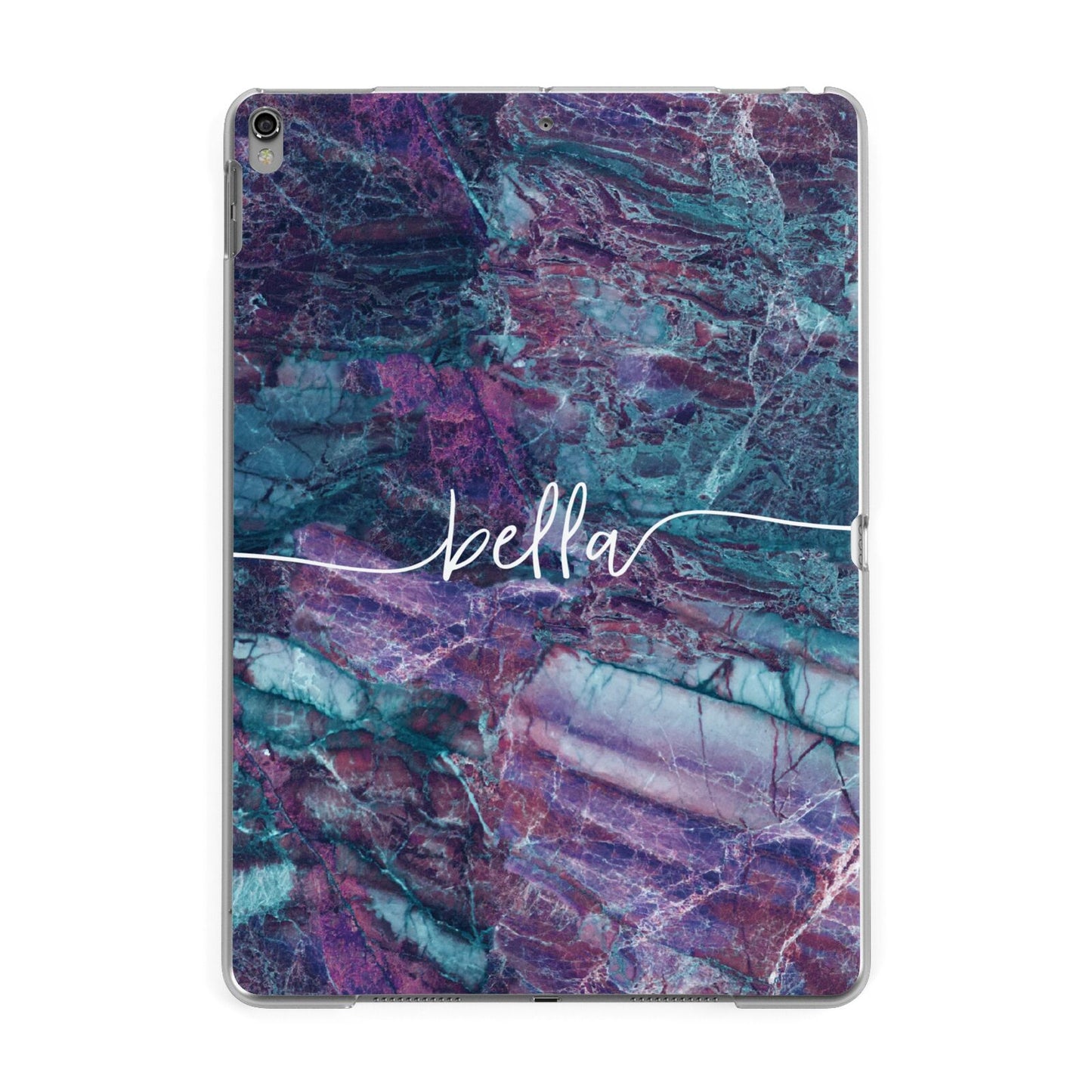 Personalised Green Purple Marble Name Apple iPad Grey Case