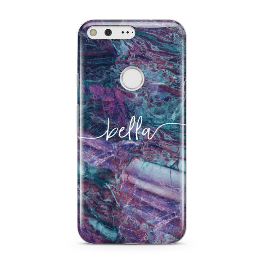 Personalised Green Purple Marble Name Google Pixel Case