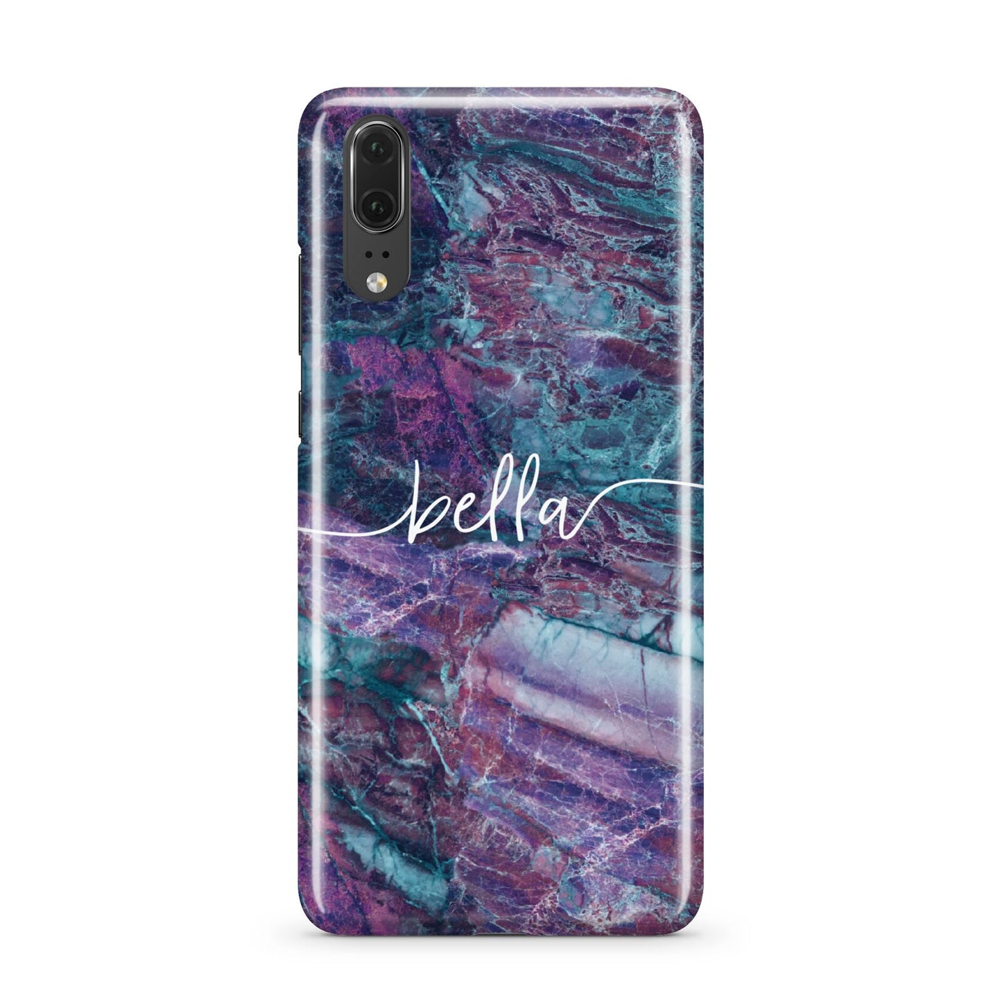 Personalised Green Purple Marble Name Huawei P20 Phone Case