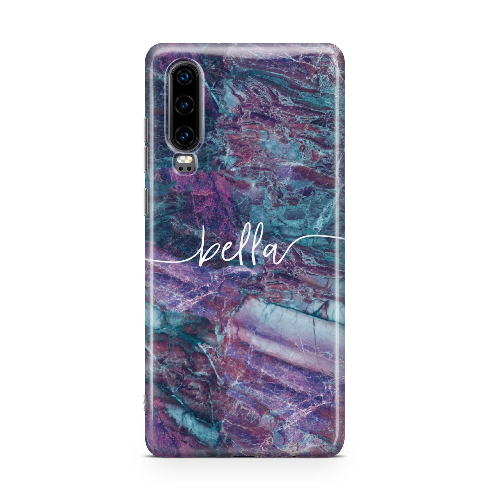 Personalised Green Purple Marble Name Huawei P30 Phone Case