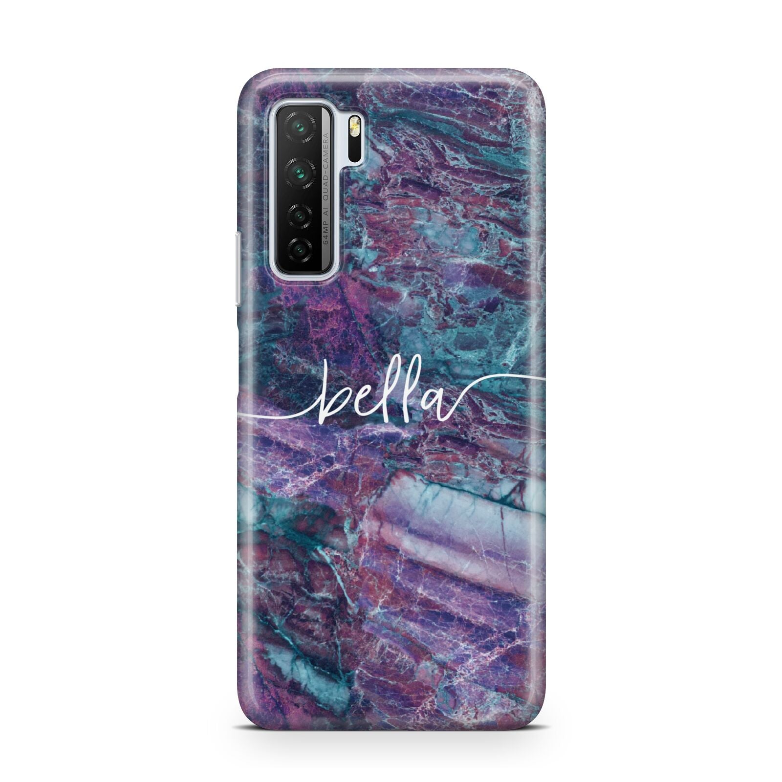 Personalised Green Purple Marble Name Huawei P40 Lite 5G Phone Case