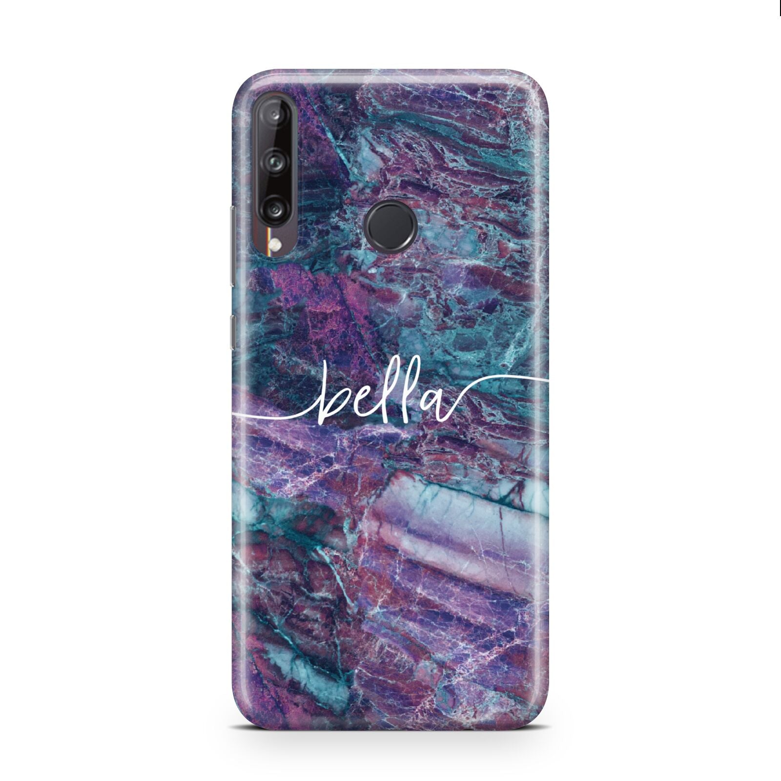 Personalised Green Purple Marble Name Huawei P40 Lite E Phone Case