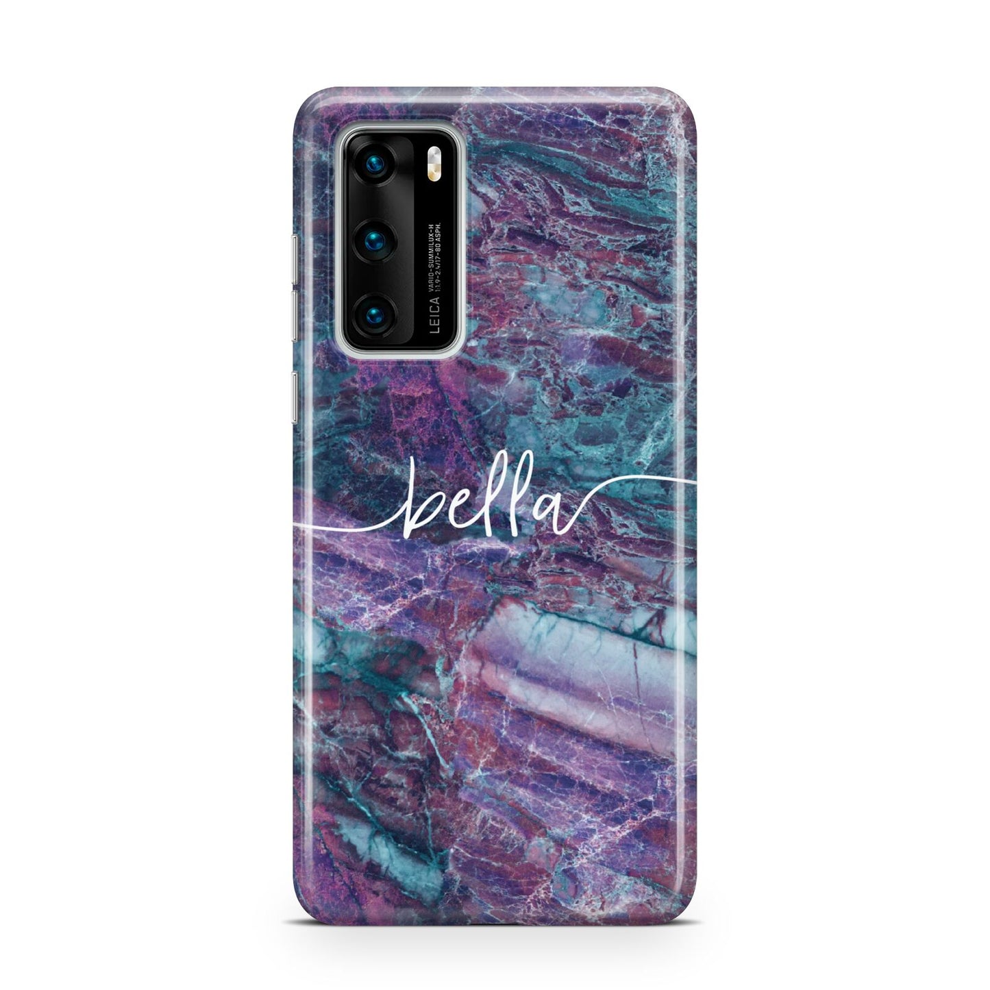 Personalised Green Purple Marble Name Huawei P40 Phone Case