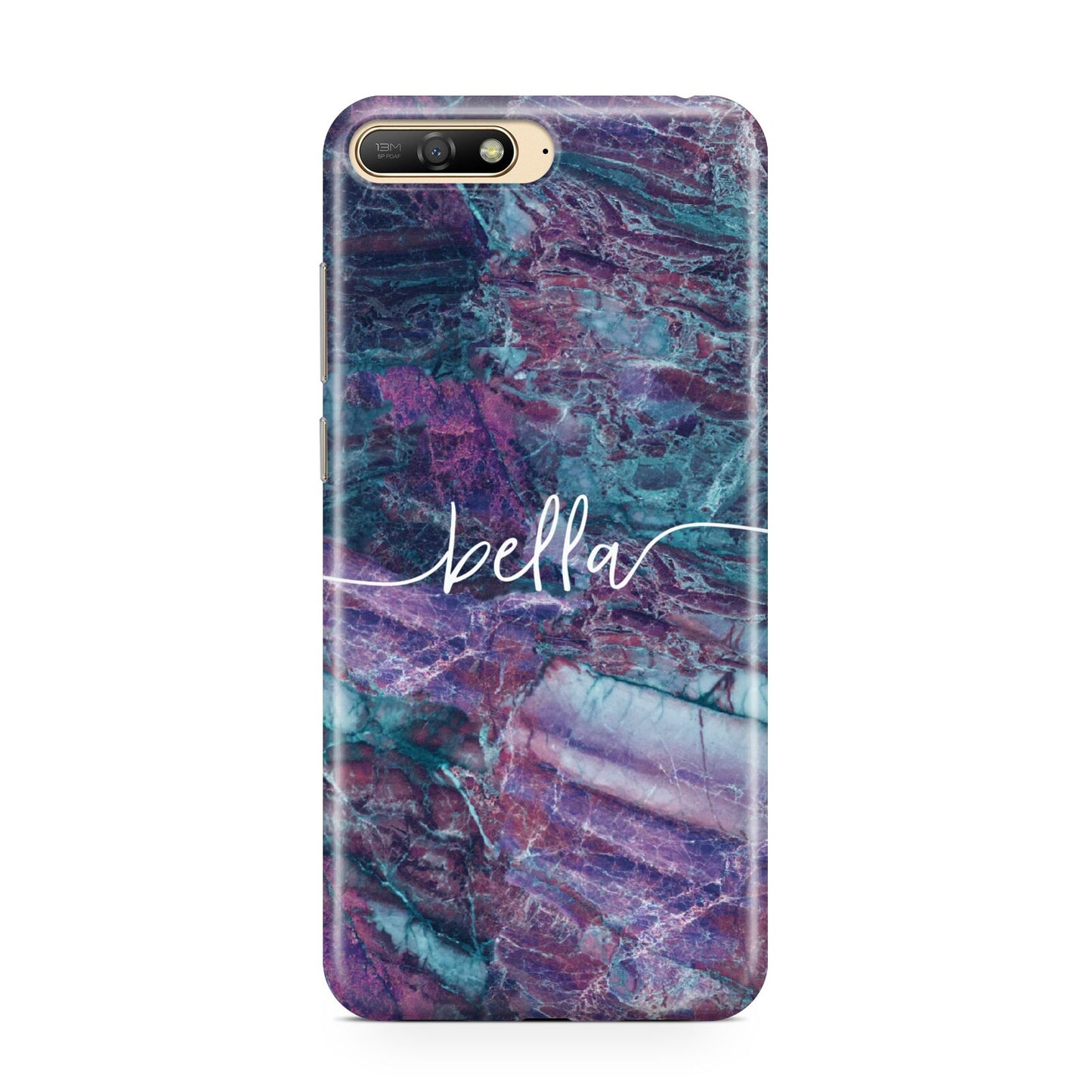 Personalised Green Purple Marble Name Huawei Y6 2018