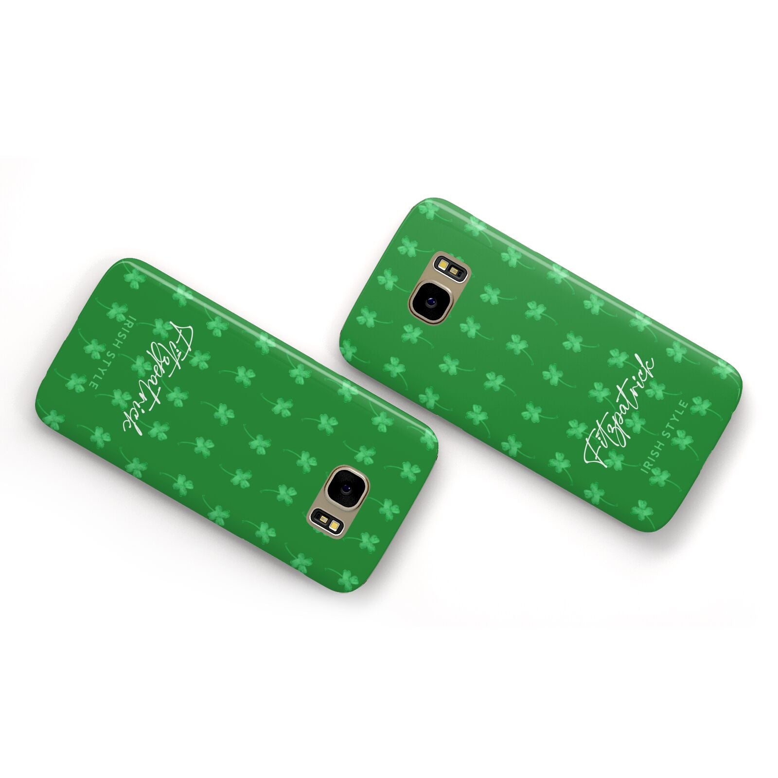 Personalised Green Shamrock Samsung Galaxy Case Flat Overview