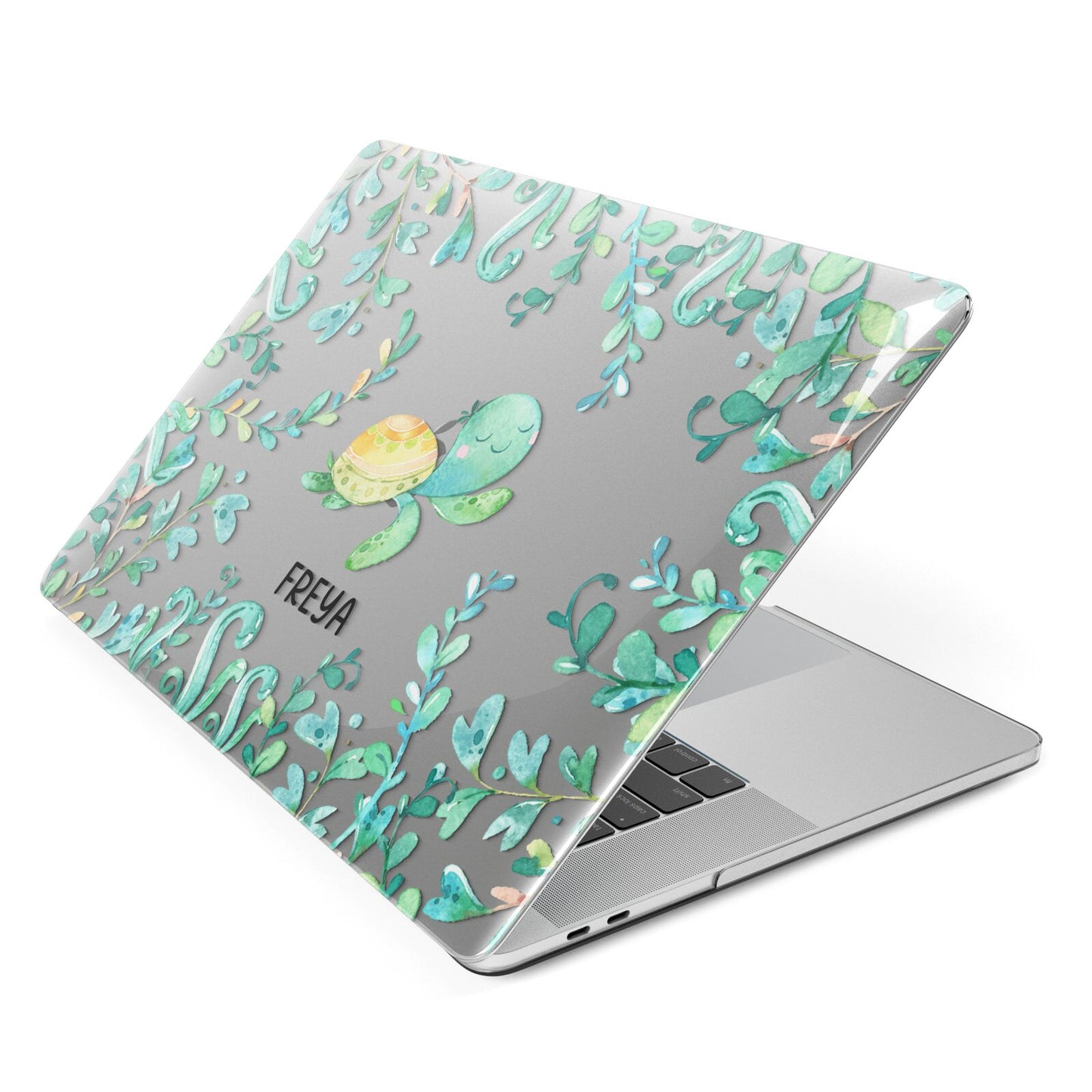 Personalised Green Turtle Apple MacBook Case Side View