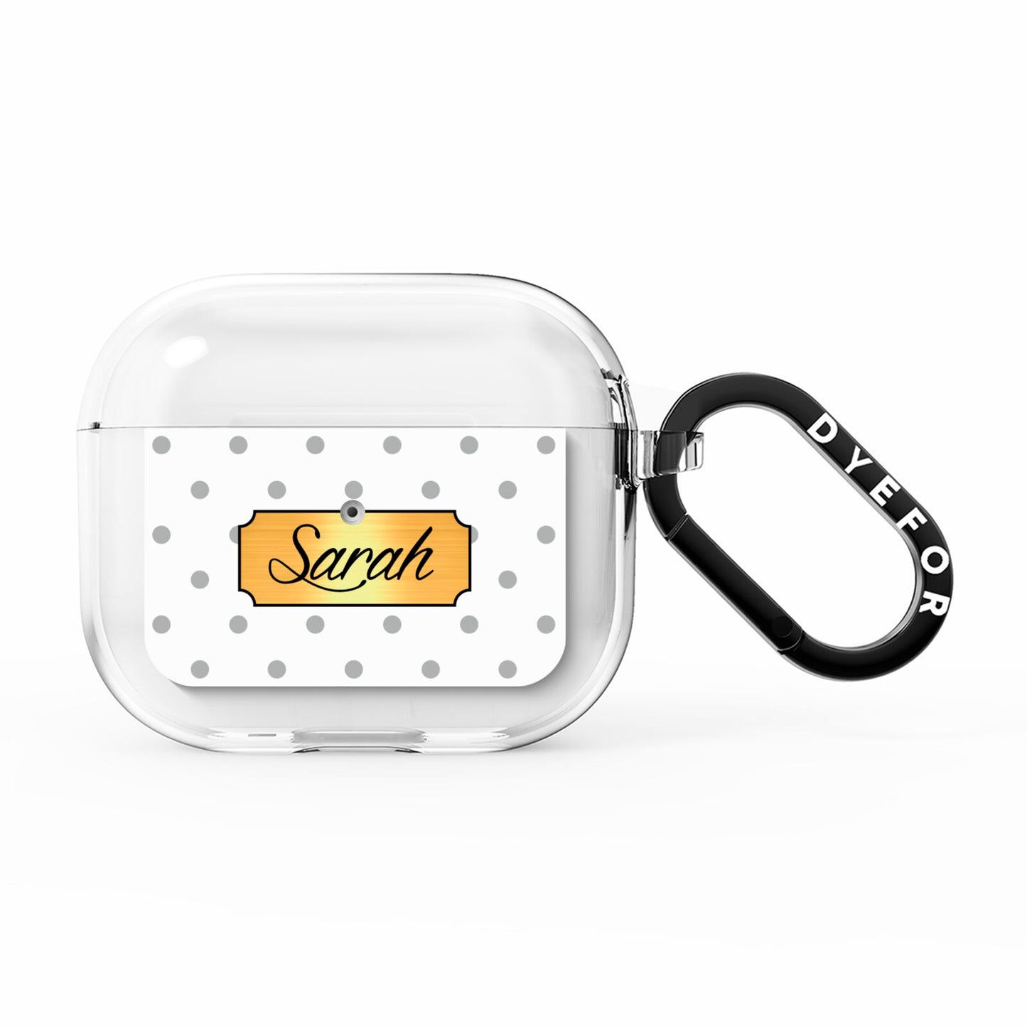 Personalised Grey Dots Gold With Name AirPods Clear Case 3rd Gen