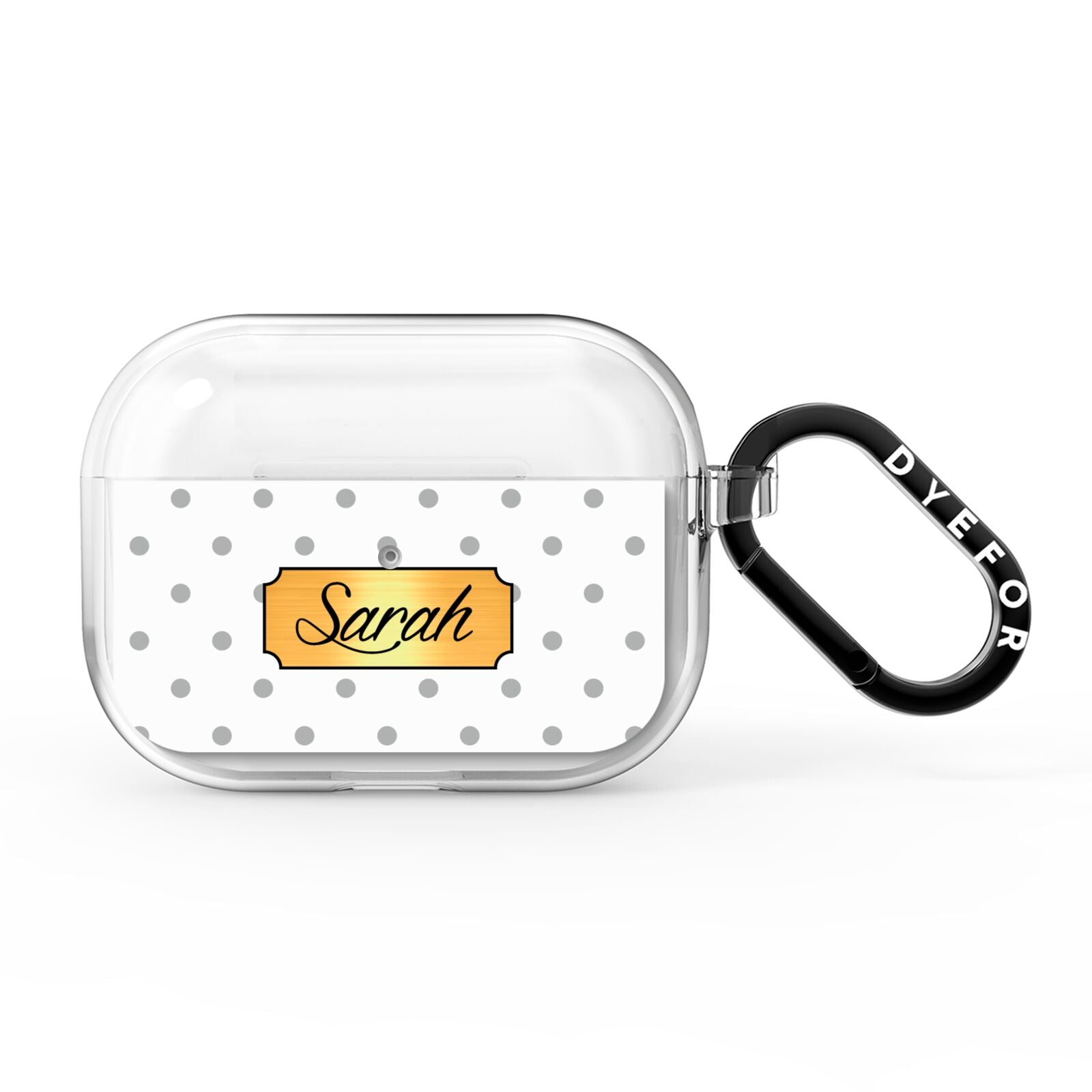 Personalised Grey Dots Gold With Name AirPods Pro Clear Case