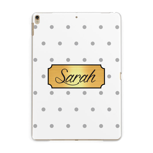 Personalised Grey Dots Gold With Name Apple iPad Gold Case