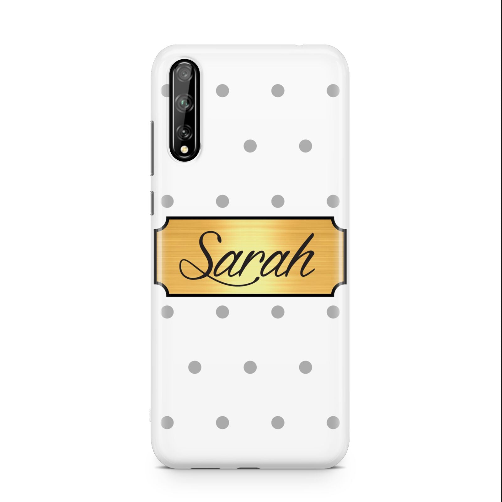 Personalised Grey Dots Gold With Name Huawei Enjoy 10s Phone Case