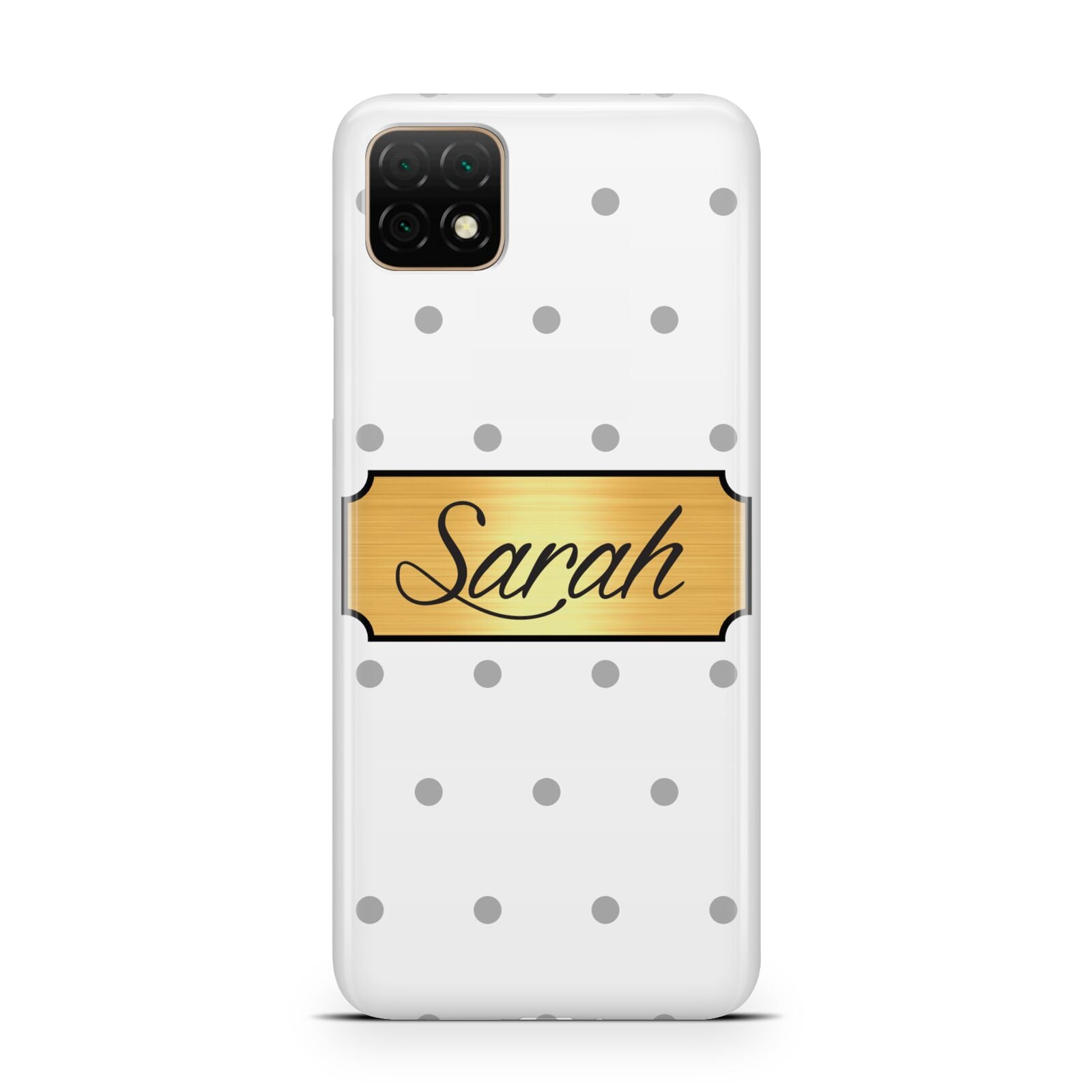 Personalised Grey Dots Gold With Name Huawei Enjoy 20 Phone Case