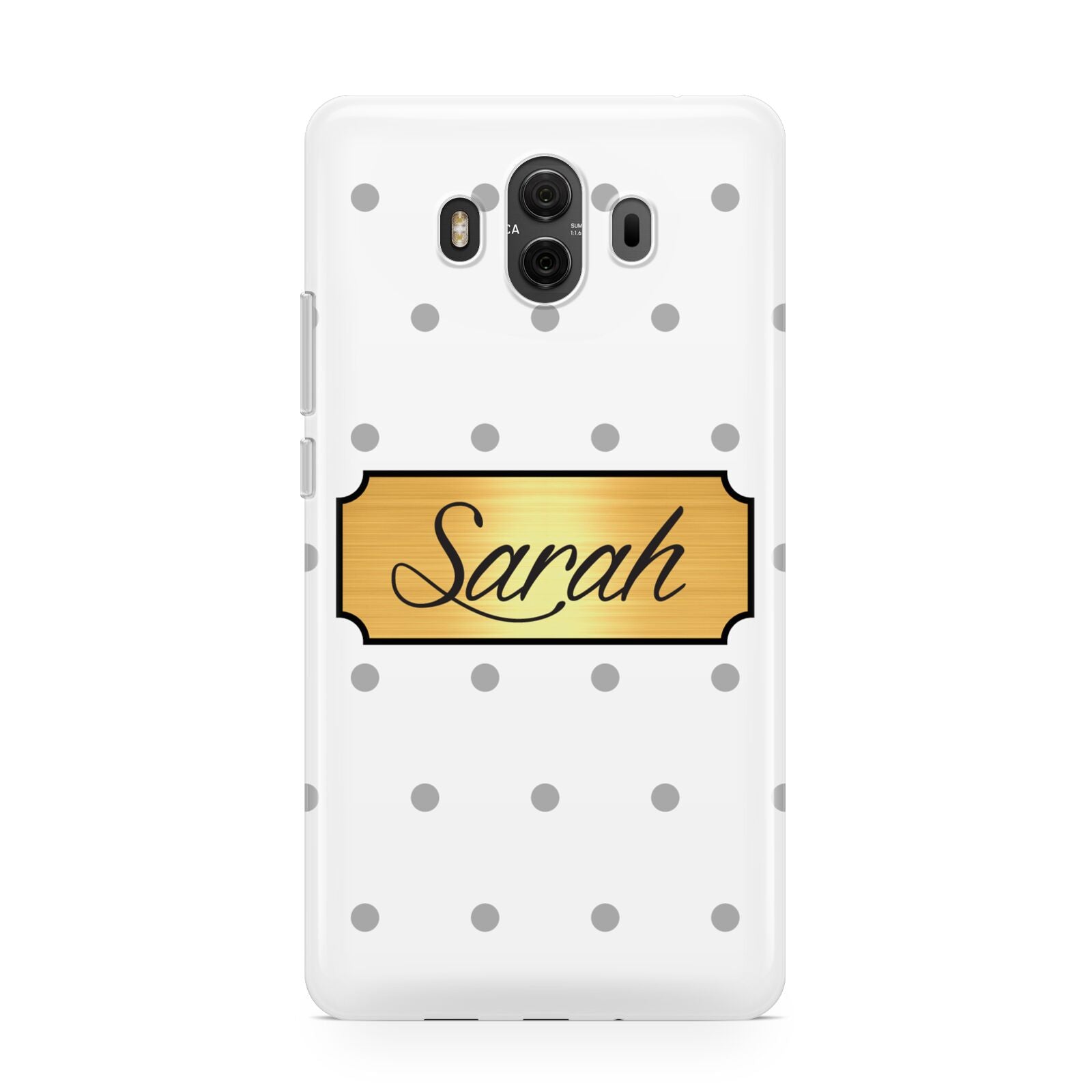 Personalised Grey Dots Gold With Name Huawei Mate 10 Protective Phone Case