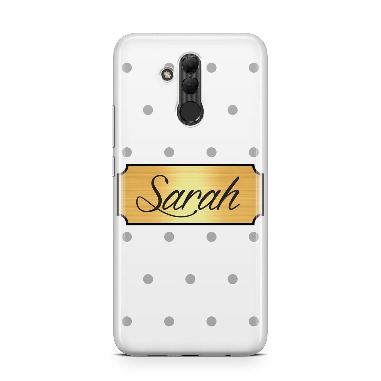 Personalised Grey Dots Gold With Name Huawei Mate 20 Lite