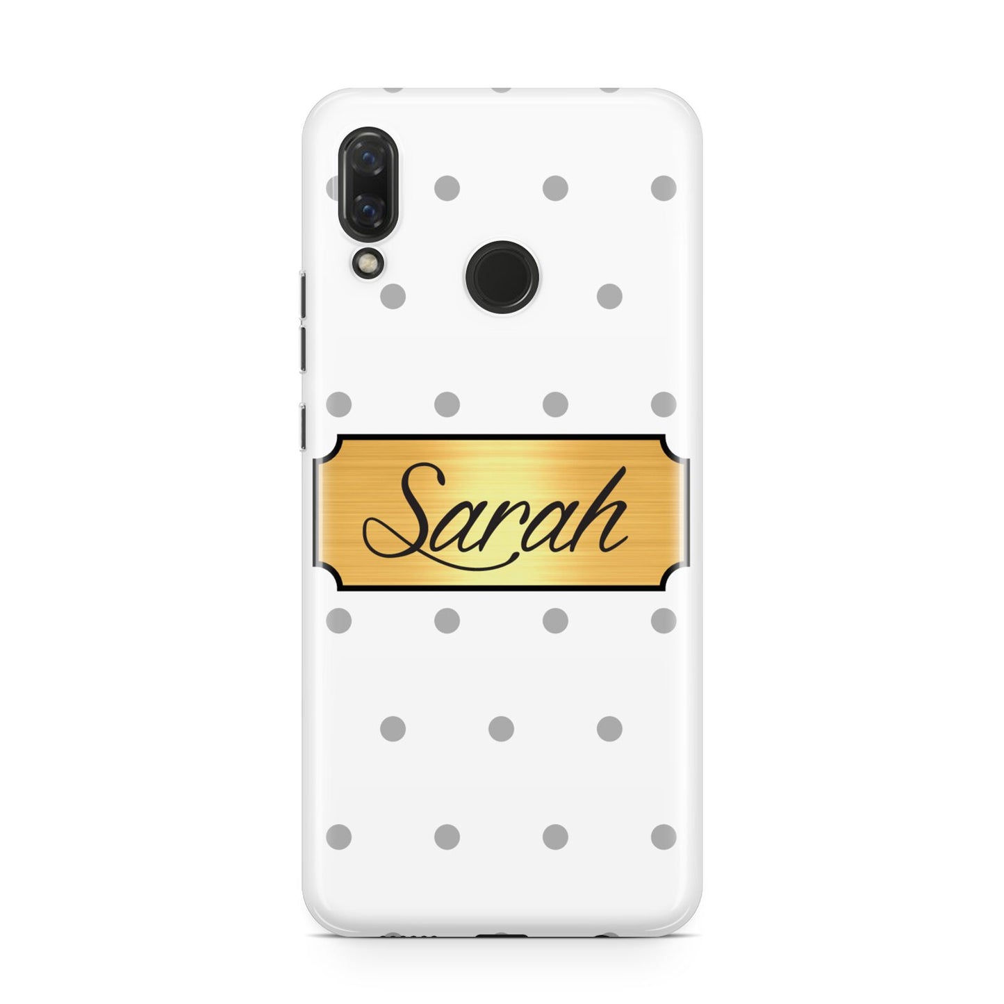 Personalised Grey Dots Gold With Name Huawei Nova 3 Phone Case