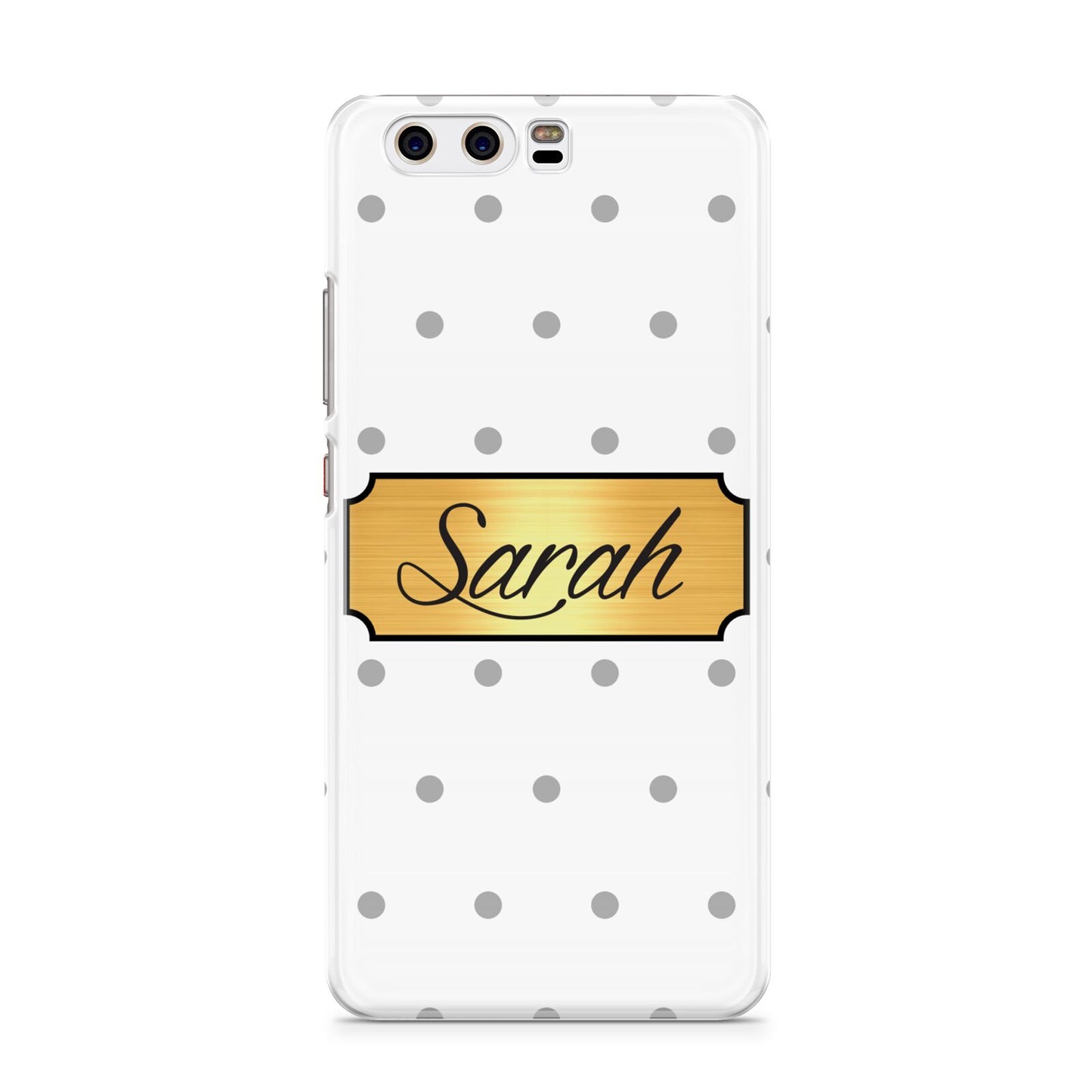 Personalised Grey Dots Gold With Name Huawei P10 Phone Case