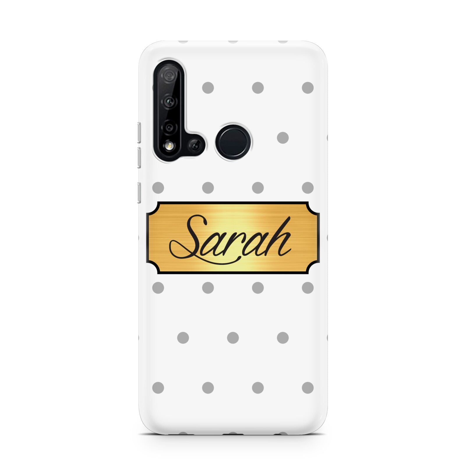 Personalised Grey Dots Gold With Name Huawei P20 Lite 5G Phone Case