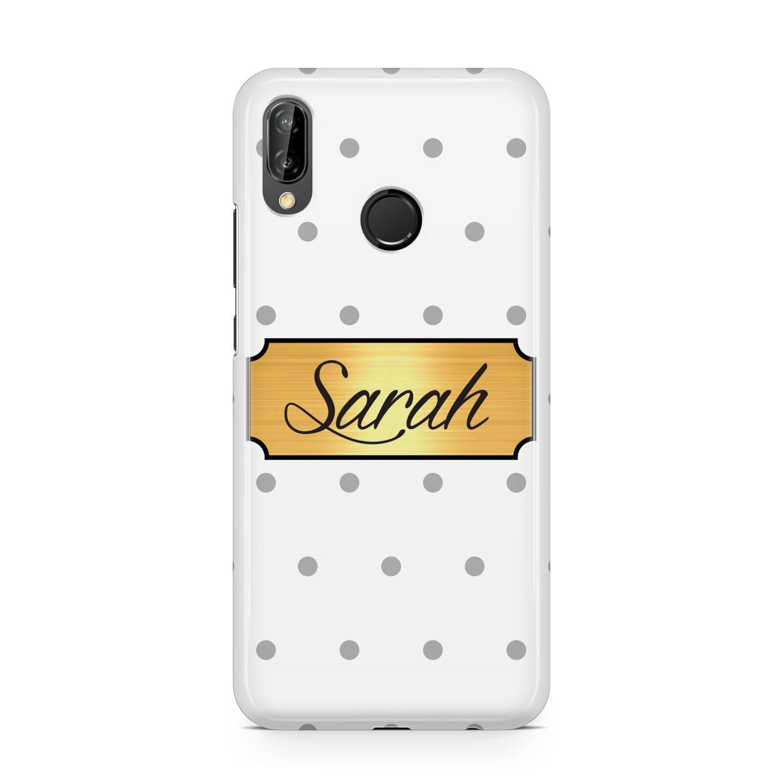 Personalised Grey Dots Gold With Name Huawei P20 Lite Phone Case